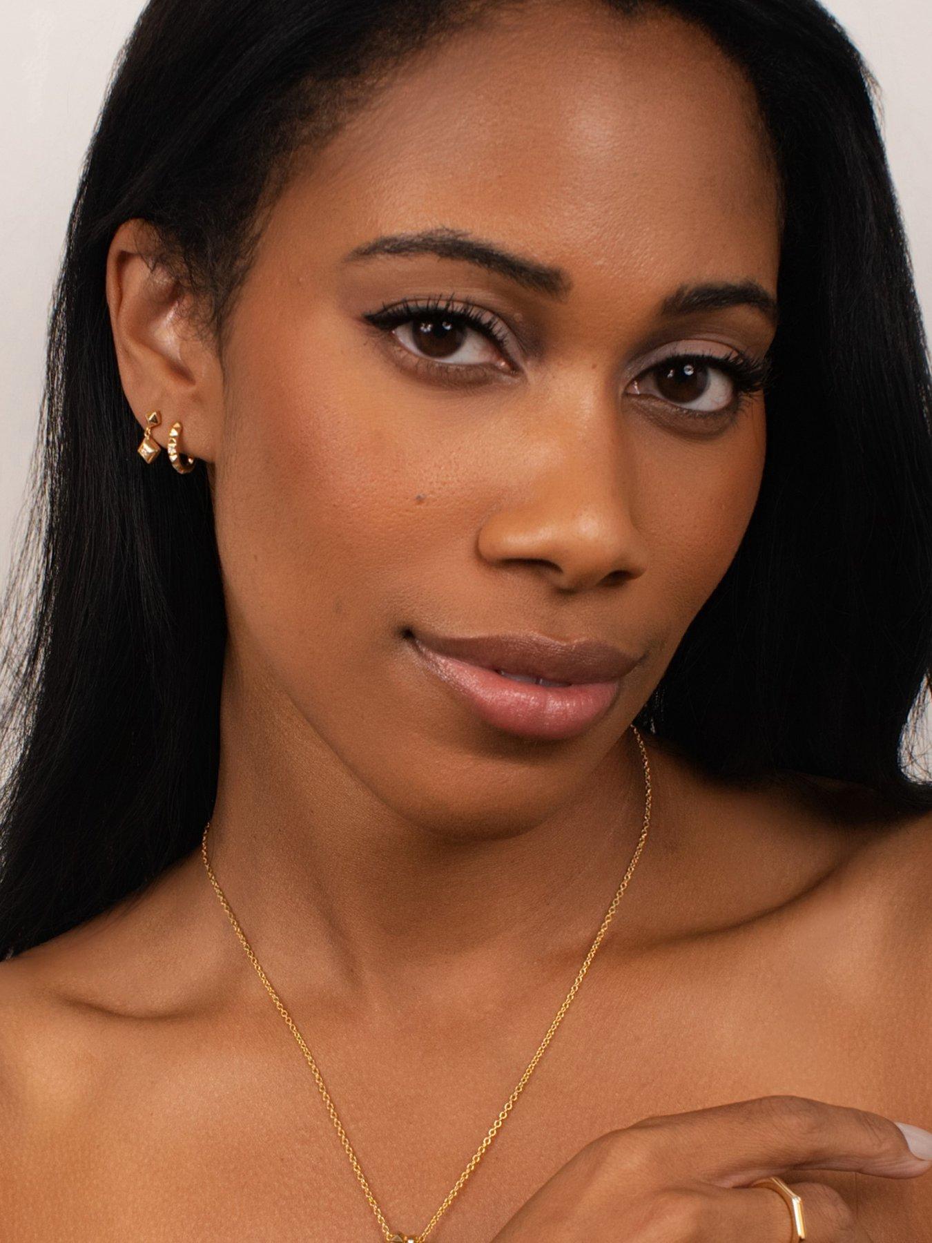  image of kleora-pyramid-modern-electrum-diamond-pyramid-hoop-earrings