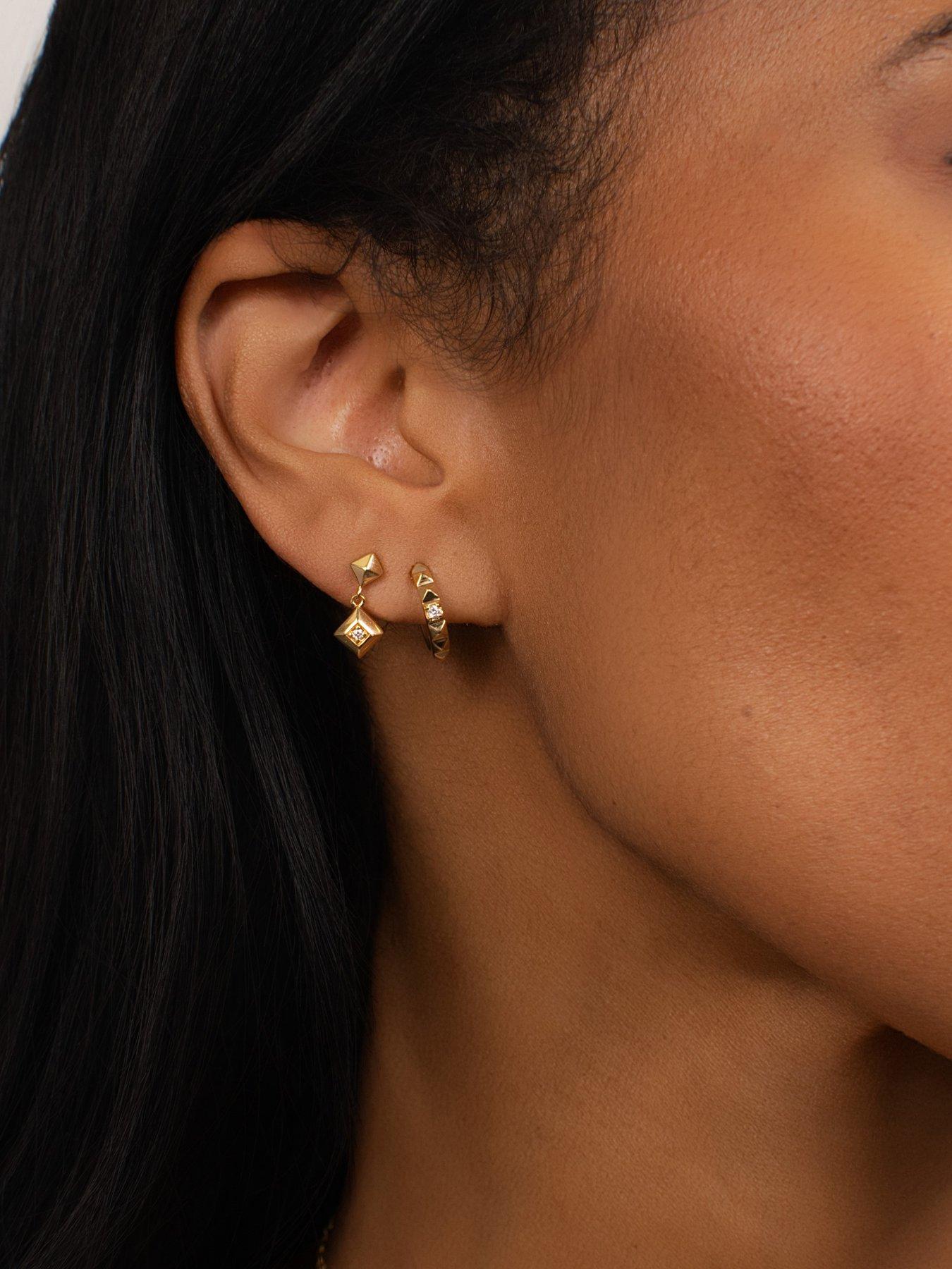  image of kleora-pyramid-modern-electrum-diamond-pyramid-hoop-earrings