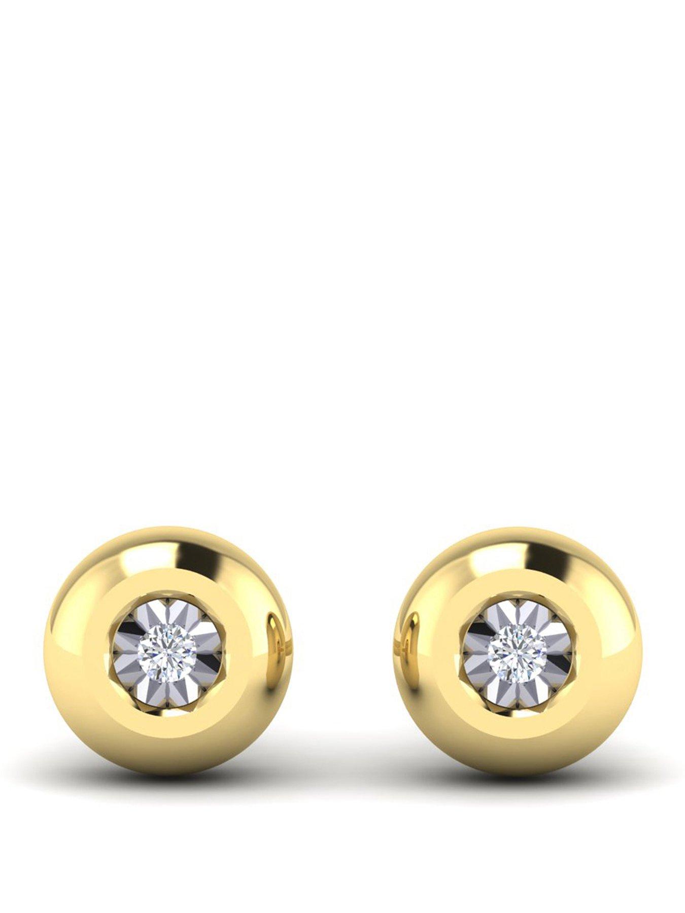 Kleora KLEORA AURORA Modern Electrum Miracle Plate Diamond Circle Stud Earrings