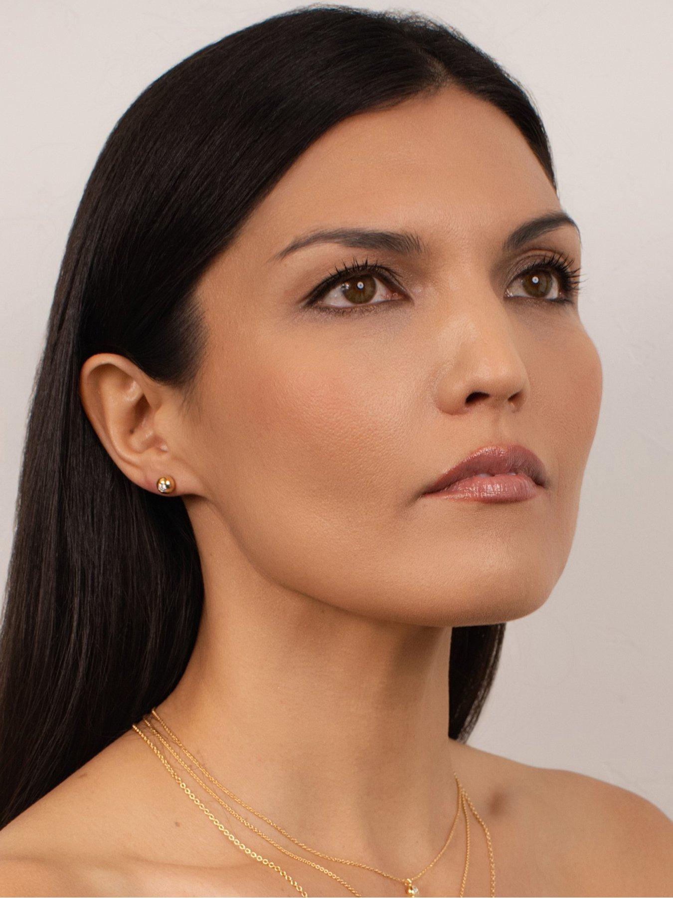 Image 3 of 6 of Kleora AURORA Modern Electrum Miracle Plate Diamond Circle Stud Earrings