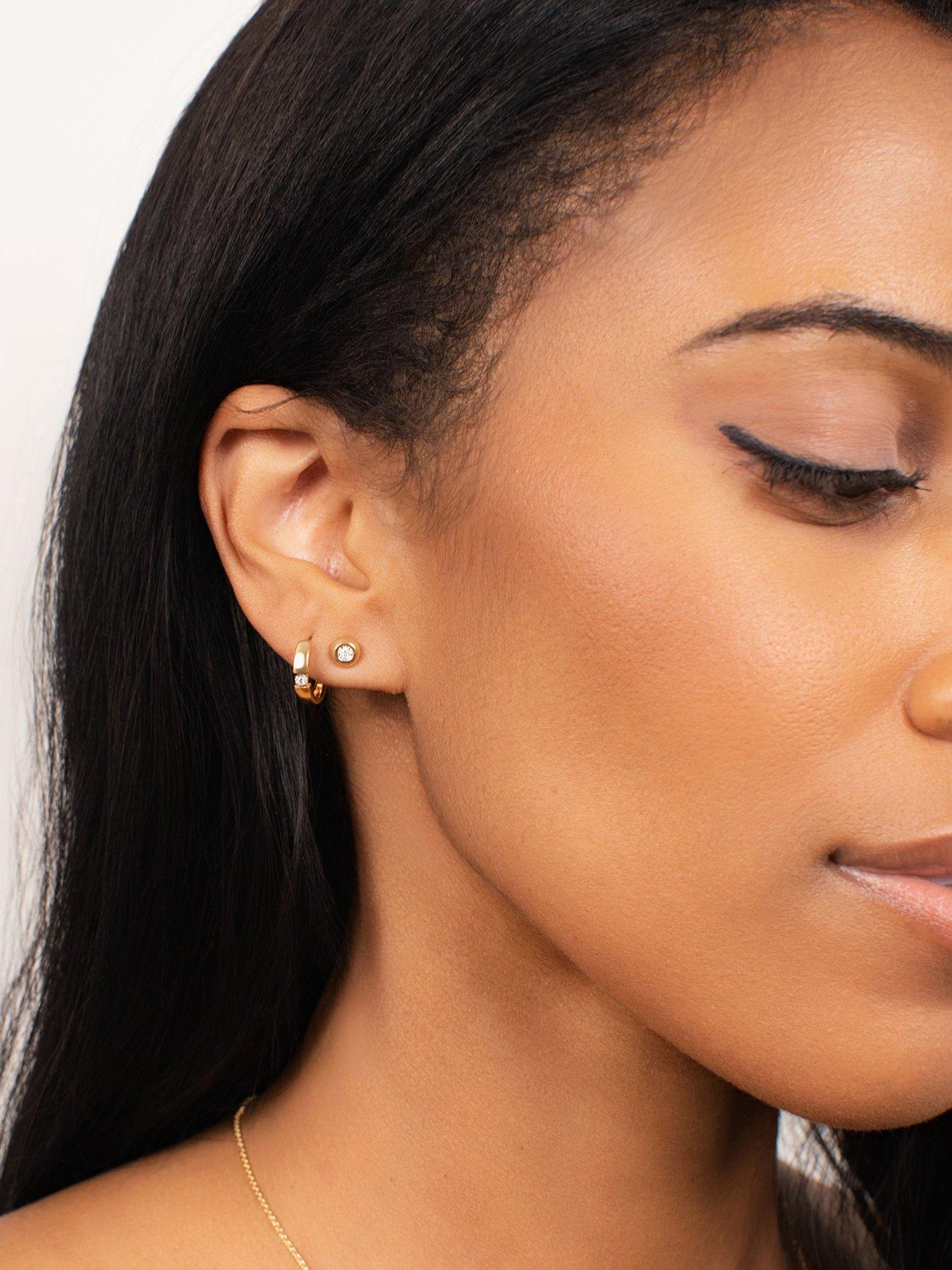 Image 4 of 6 of Kleora AURORA Modern Electrum Miracle Plate Diamond Circle Stud Earrings