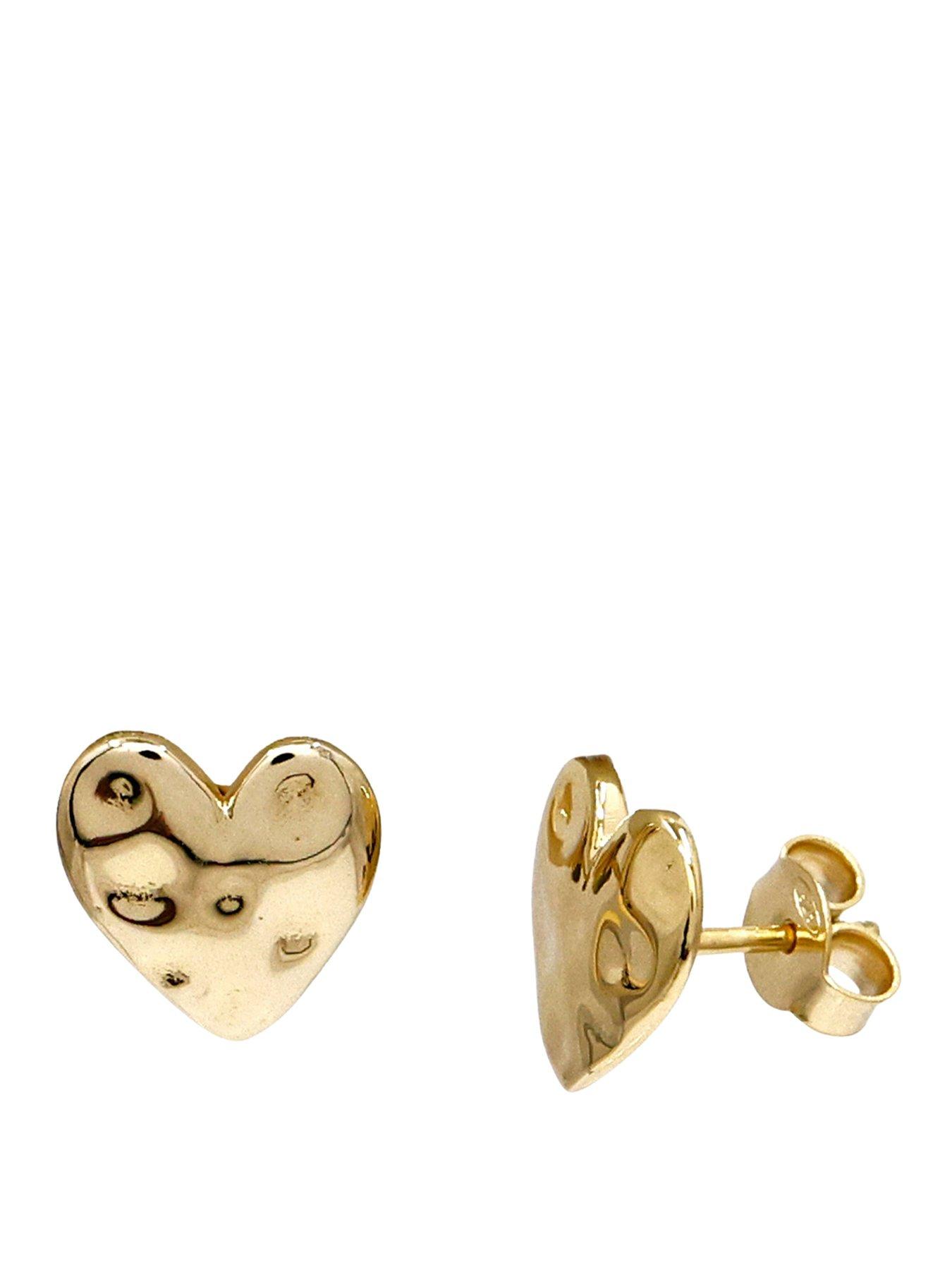 Image 1 of 4 of The Edit HS The Edit HEARTS 18ct Yellow Gold Plated Sterling Silver Hammered Heart Stud Earrings