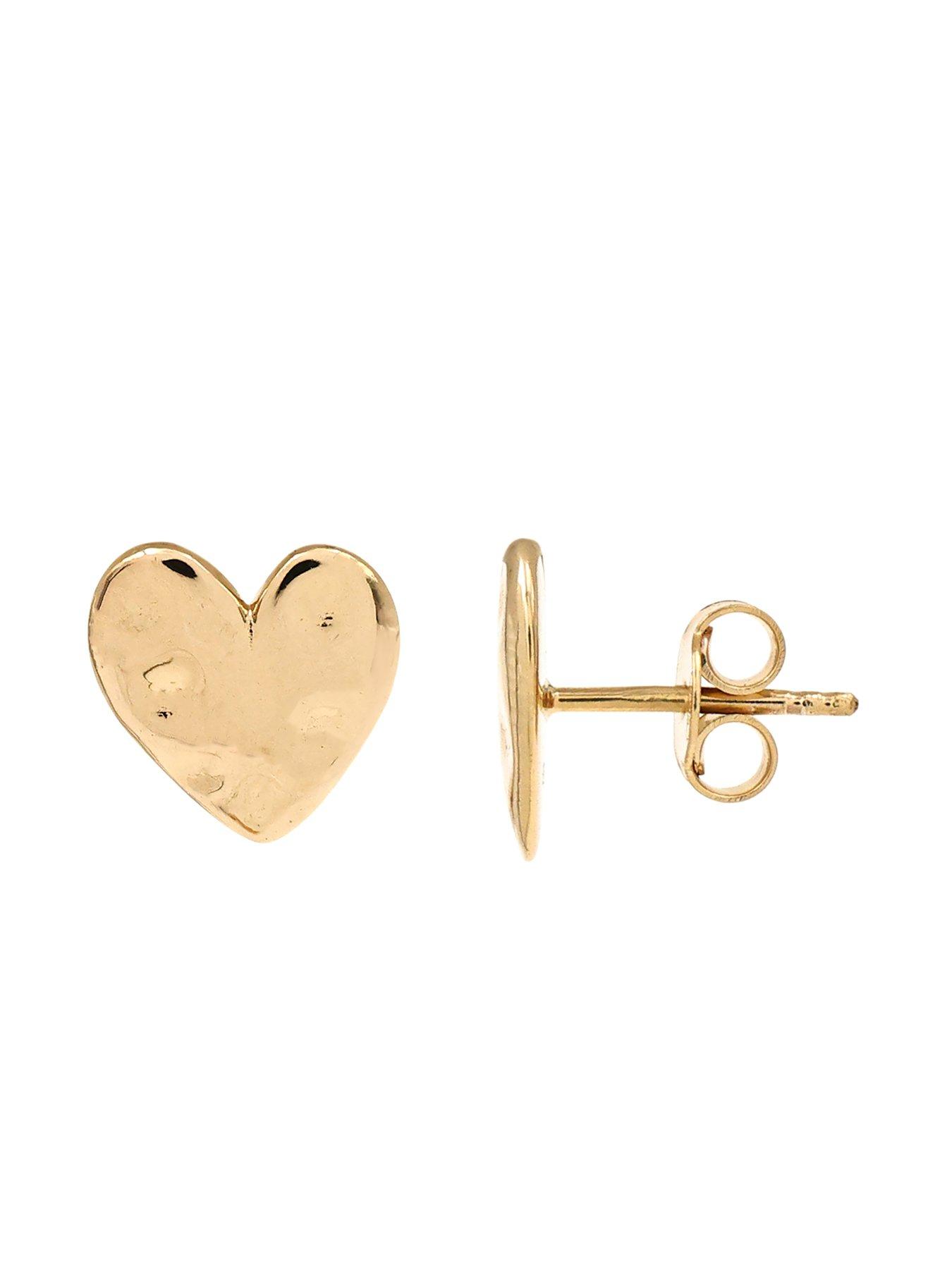 Image 3 of 4 of The Edit HS The Edit HEARTS 18ct Yellow Gold Plated Sterling Silver Hammered Heart Stud Earrings