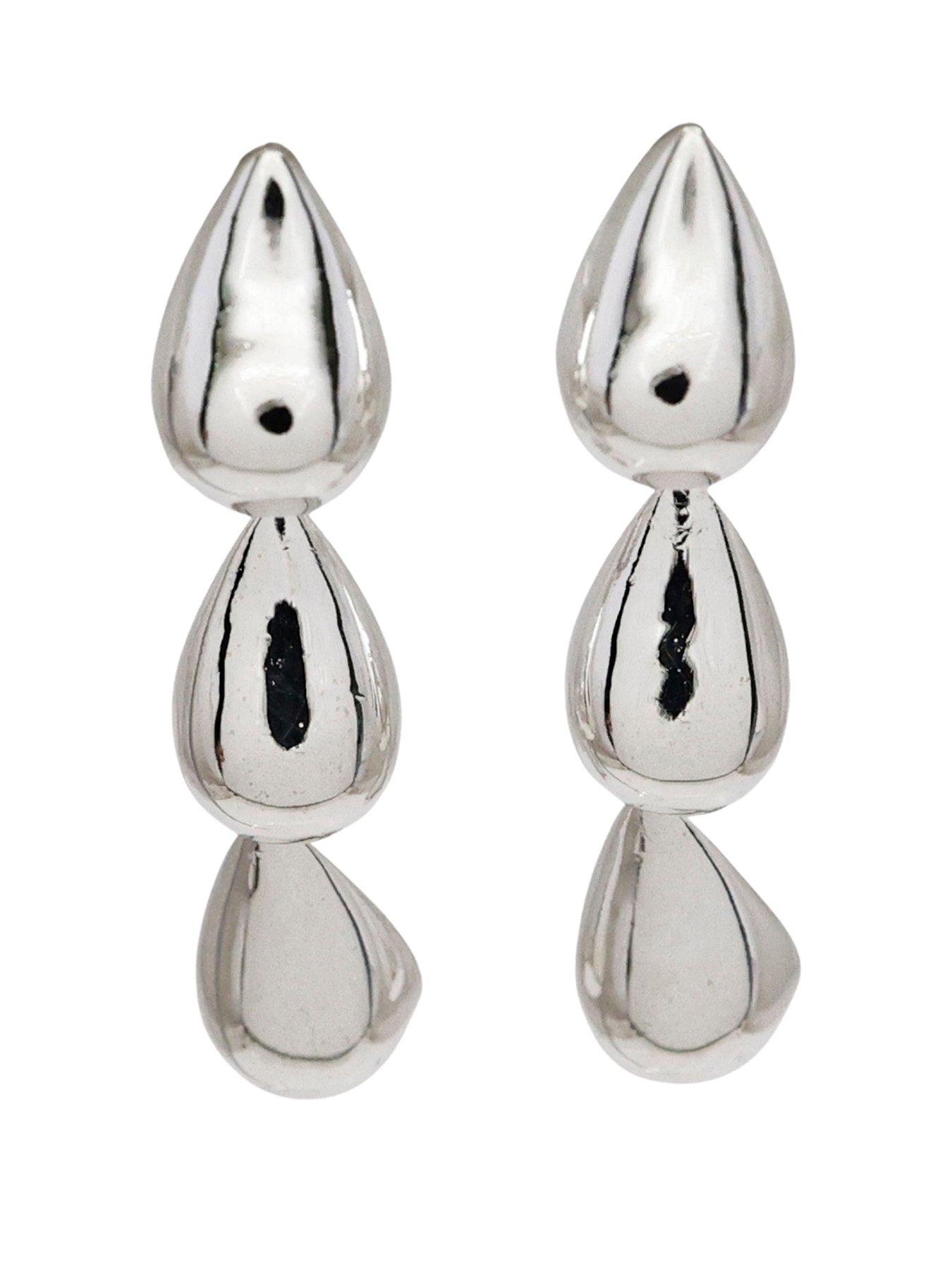 The Edit Hs Teardrop Sterling Bubble Teardrop Drop Earrings - Silver