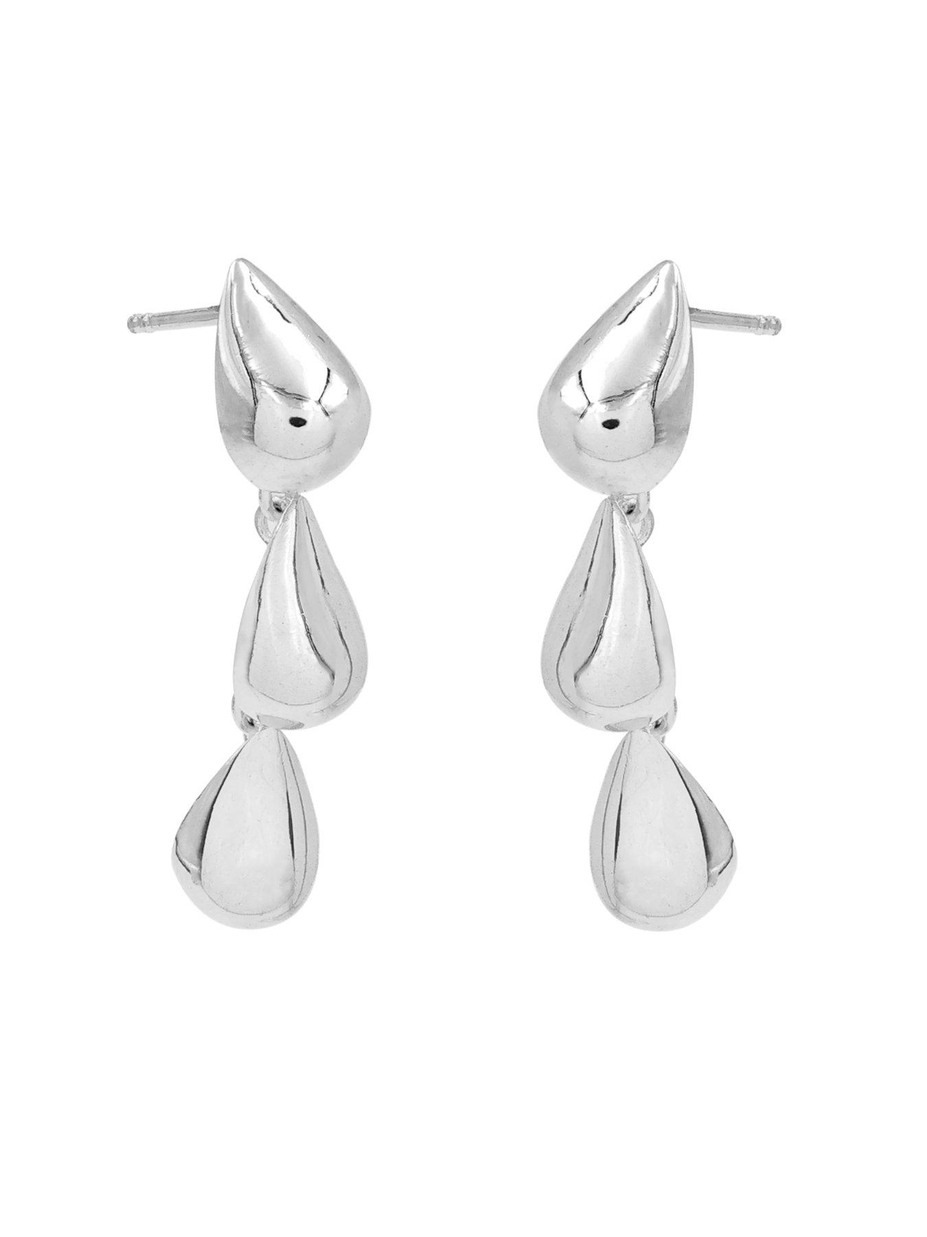 Image 2 of 3 of The Edit Hs Teardrop Sterling Bubble Teardrop Drop Earrings - Silver