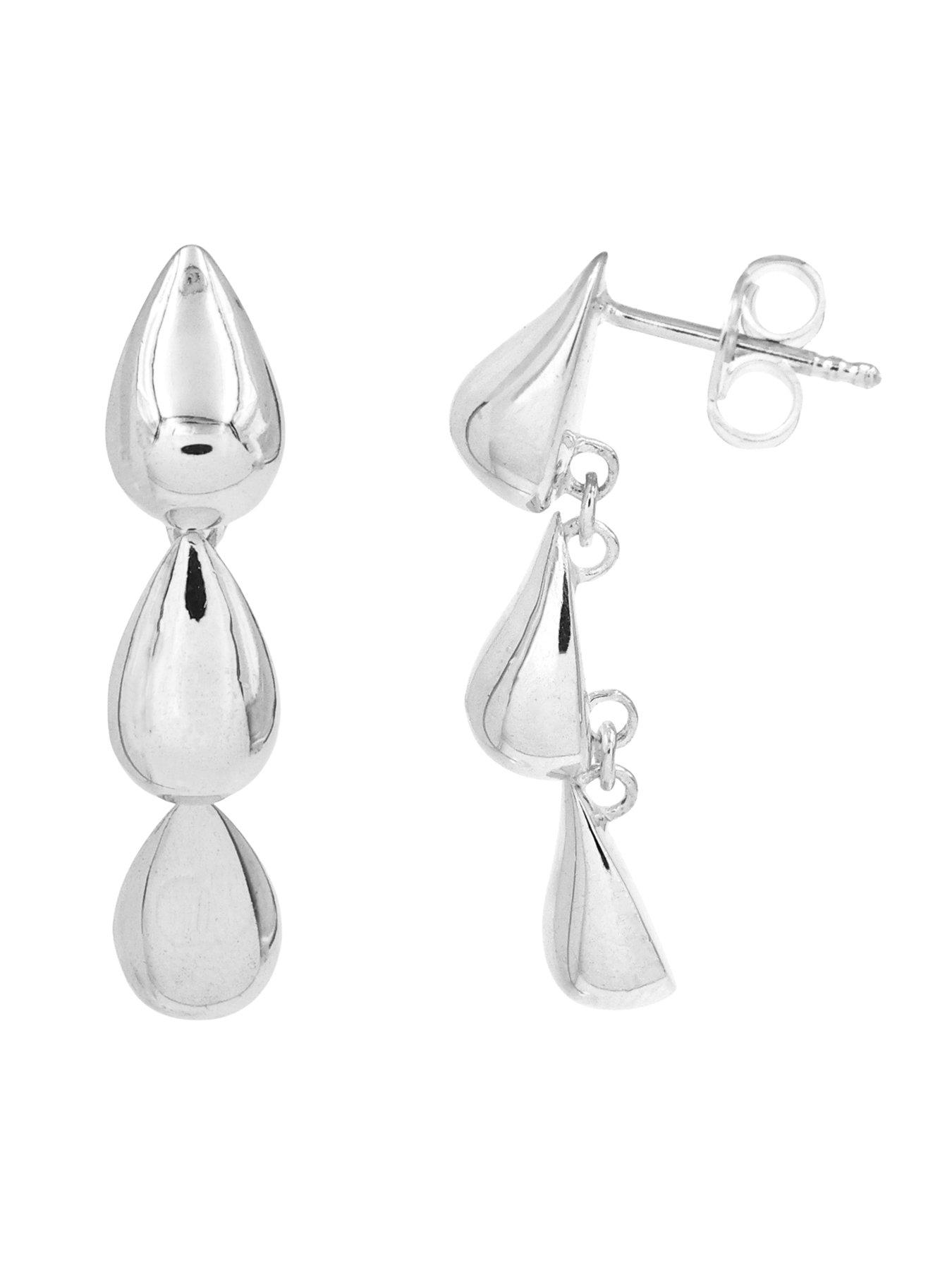 Image 3 of 3 of The Edit Hs Teardrop Sterling Bubble Teardrop Drop Earrings - Silver