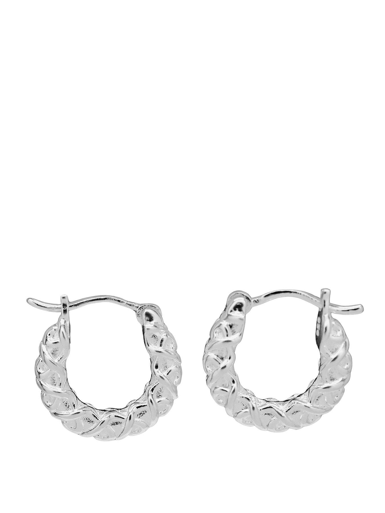 Image 1 of 3 of The Edit HS Chains Sterling Chunky Textured Hoop Earrings - Silver