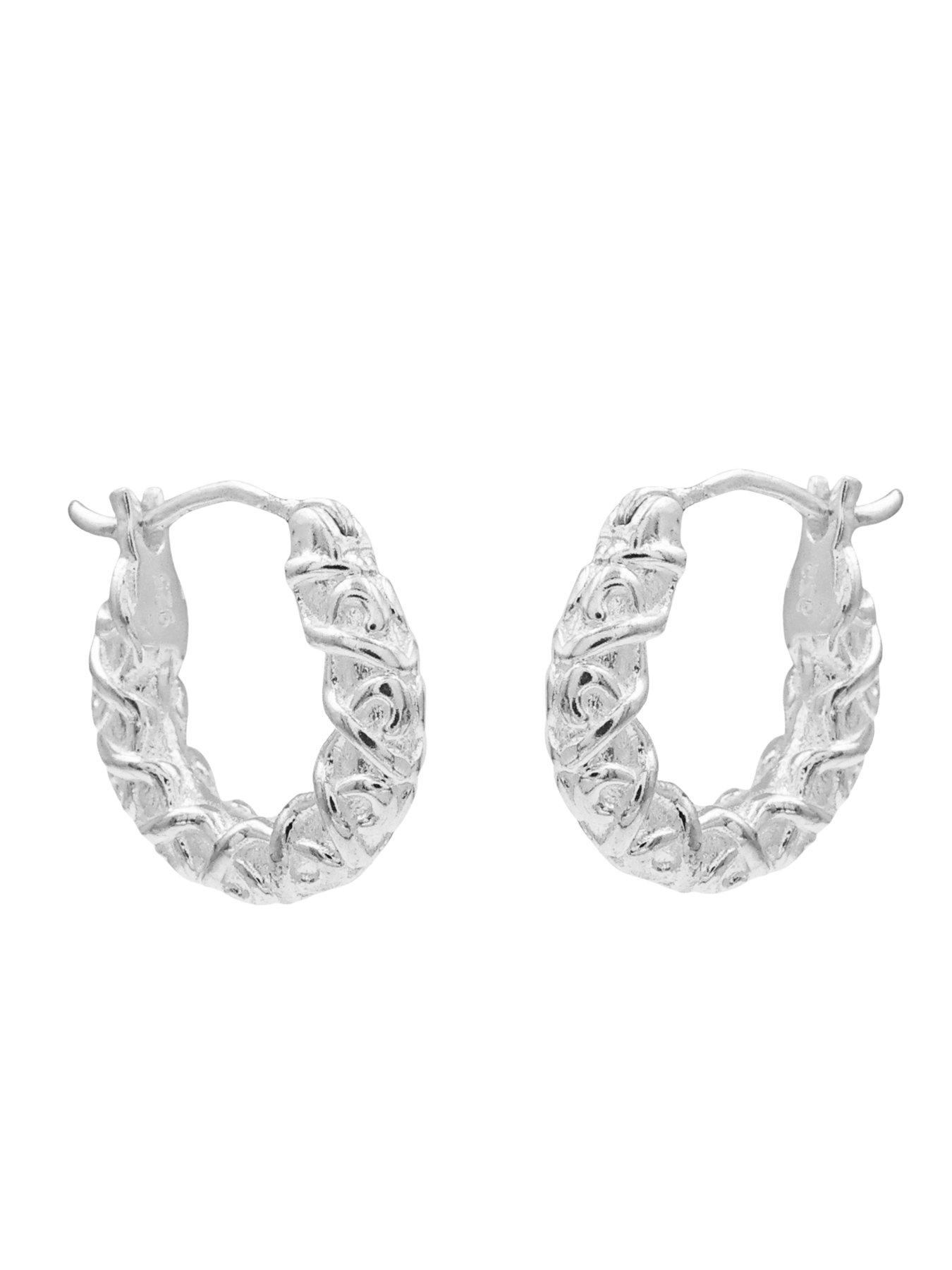 Image 2 of 3 of The Edit HS Chains Sterling Chunky Textured Hoop Earrings - Silver
