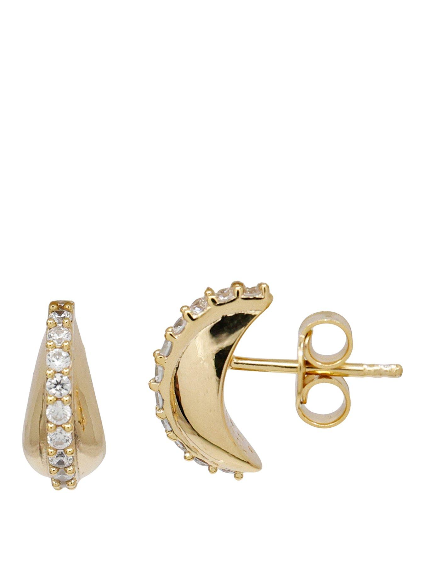 The Edit HS Edit TEARDROP 18ct Yellow Gold Plate & Cubic Zirconia Chunky Drop Stud Earrings