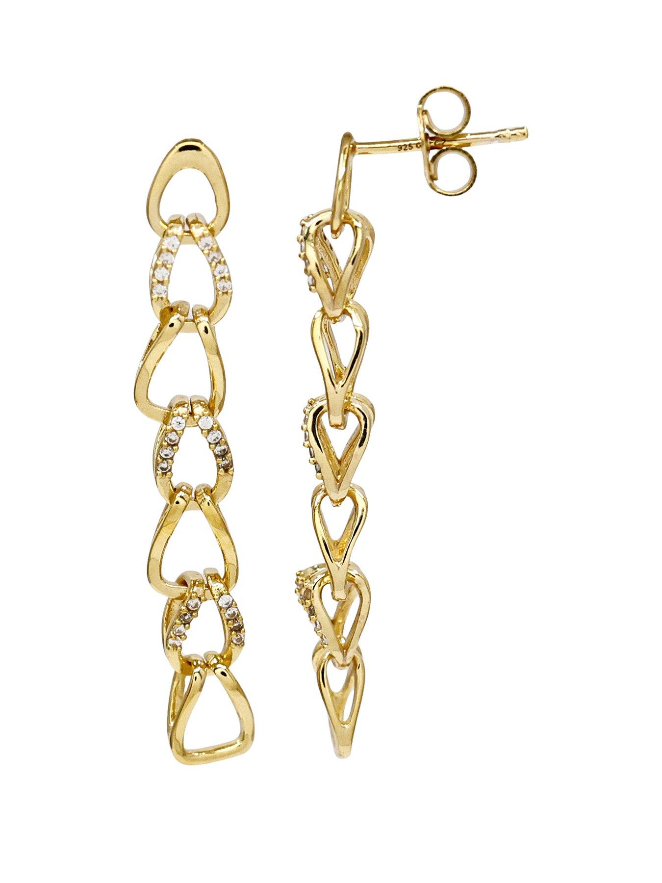 the-edit-hs-edit-chains-18ct-yellow-gold-plated-sterling-silver-cubic-zirconia-link-chain-drop-earrings