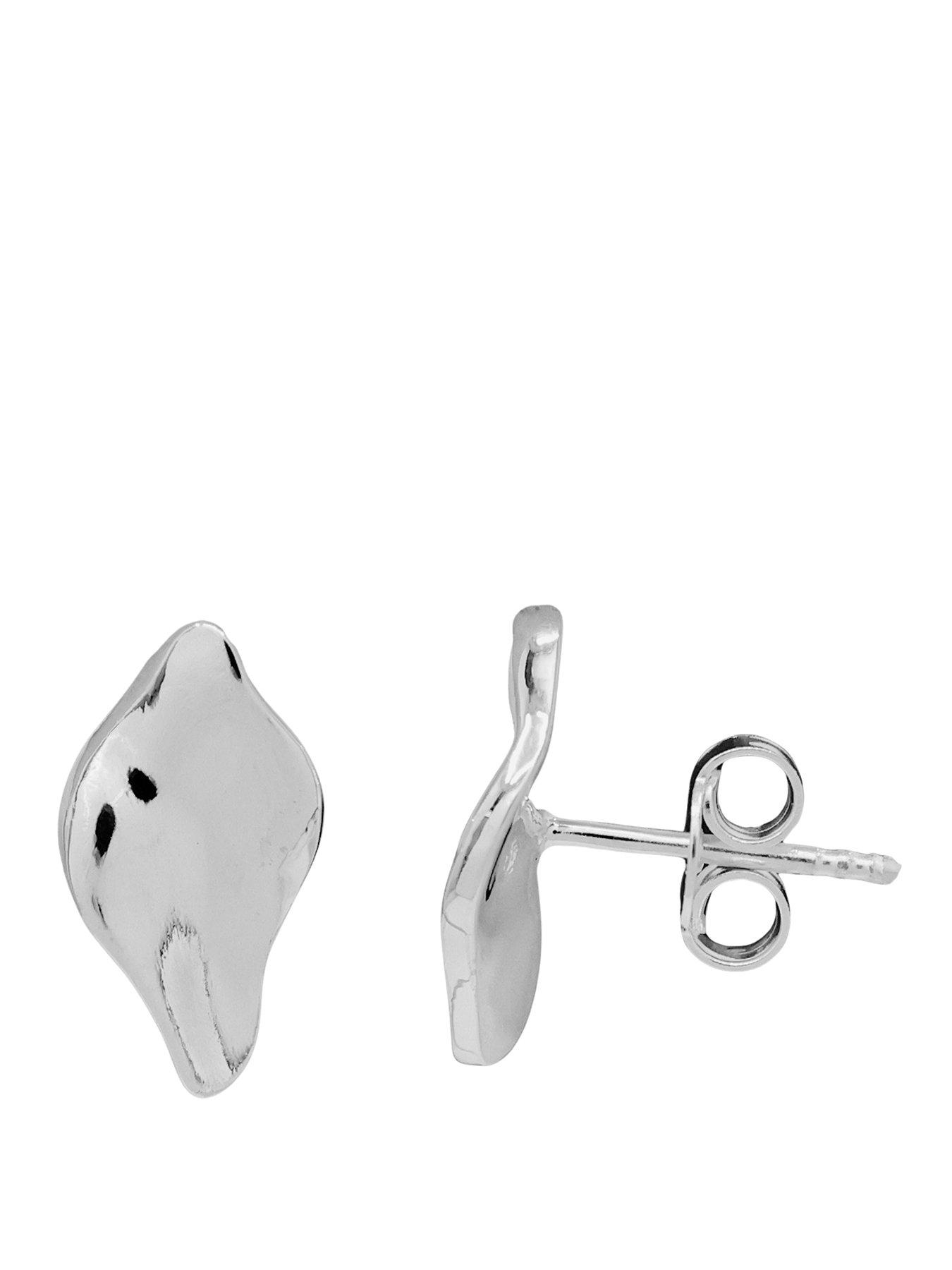The Edit HS Edit MOLTEN Sterling Silver Moulded Pebble Stud Earrings