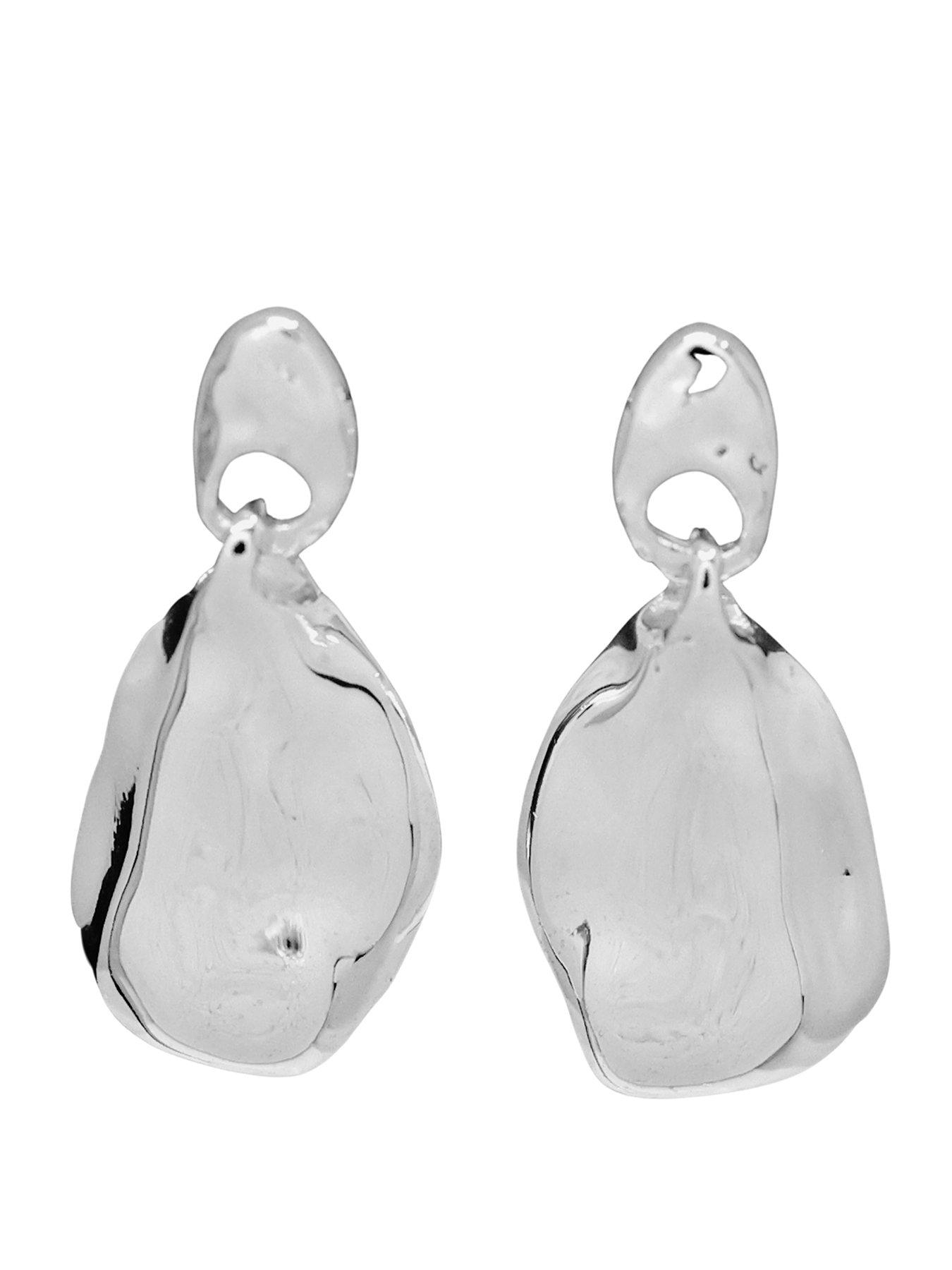 The Edit HS Edit MOLTEN Sterling Silver Moulded Pebble Drop Earrings