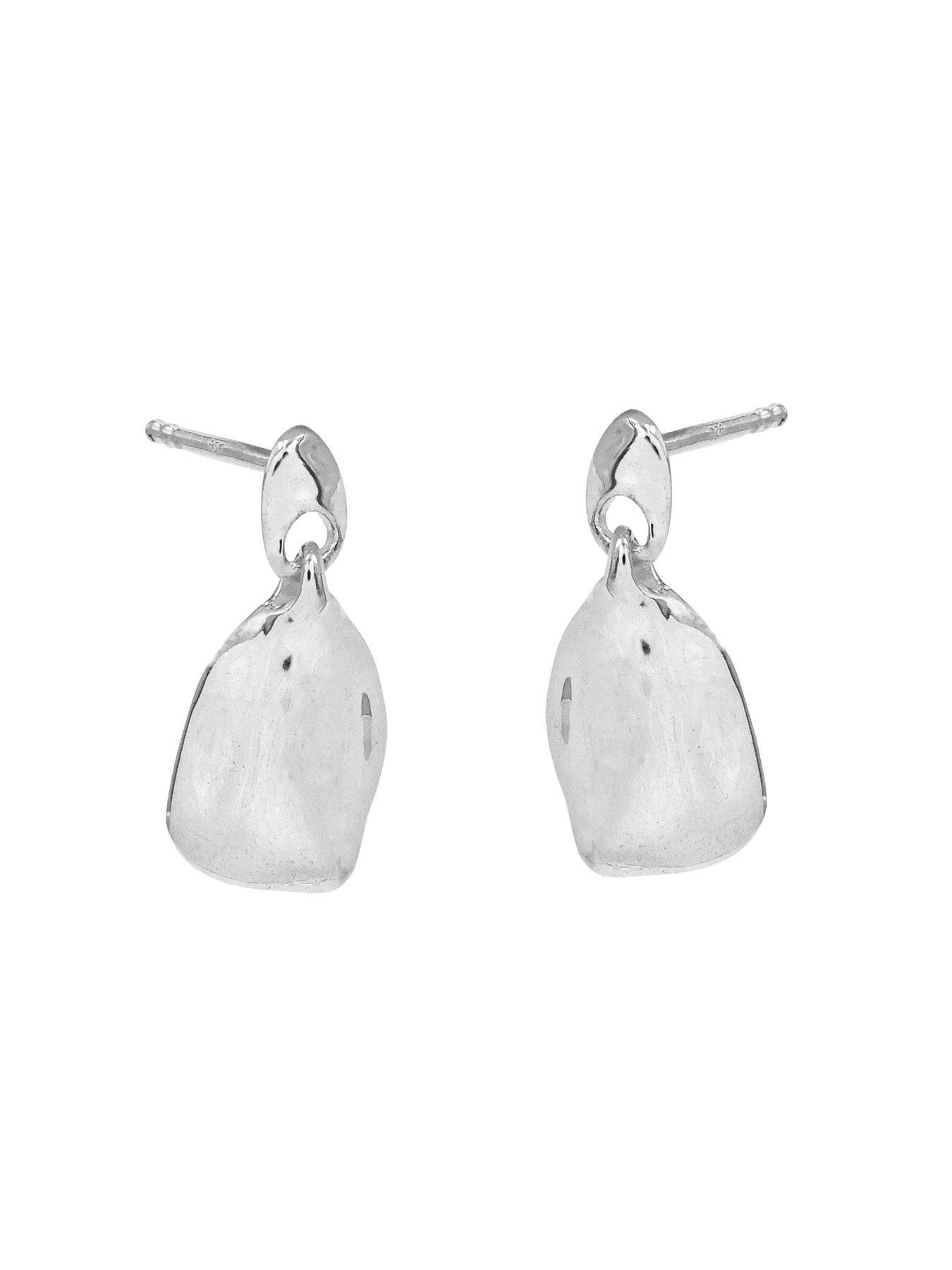 Image 2 of 3 of The Edit HS Molten Sterling Moulded&nbsp;Pebble Drop Earrings - Silver