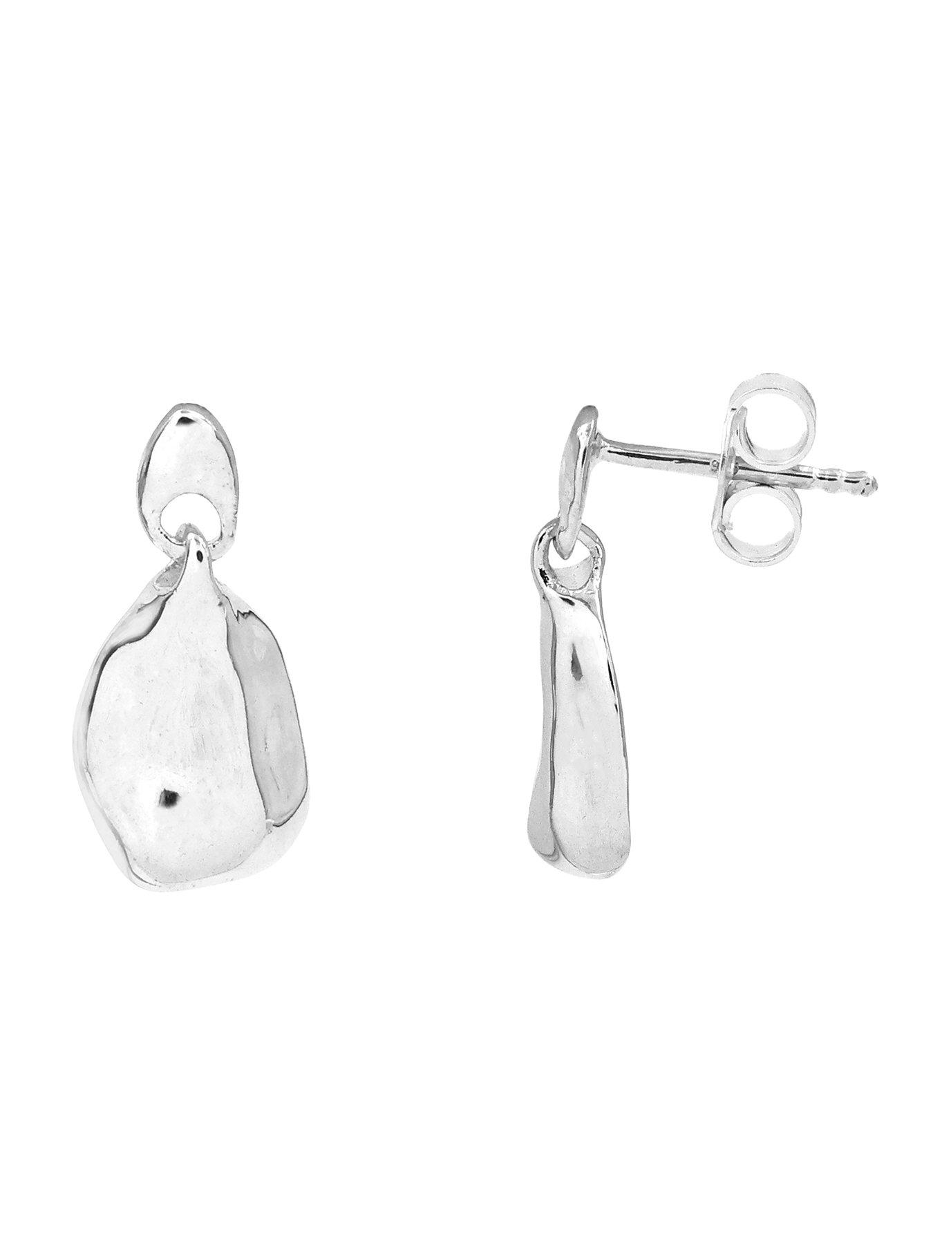 Image 3 of 3 of The Edit HS Molten Sterling Moulded&nbsp;Pebble Drop Earrings - Silver
