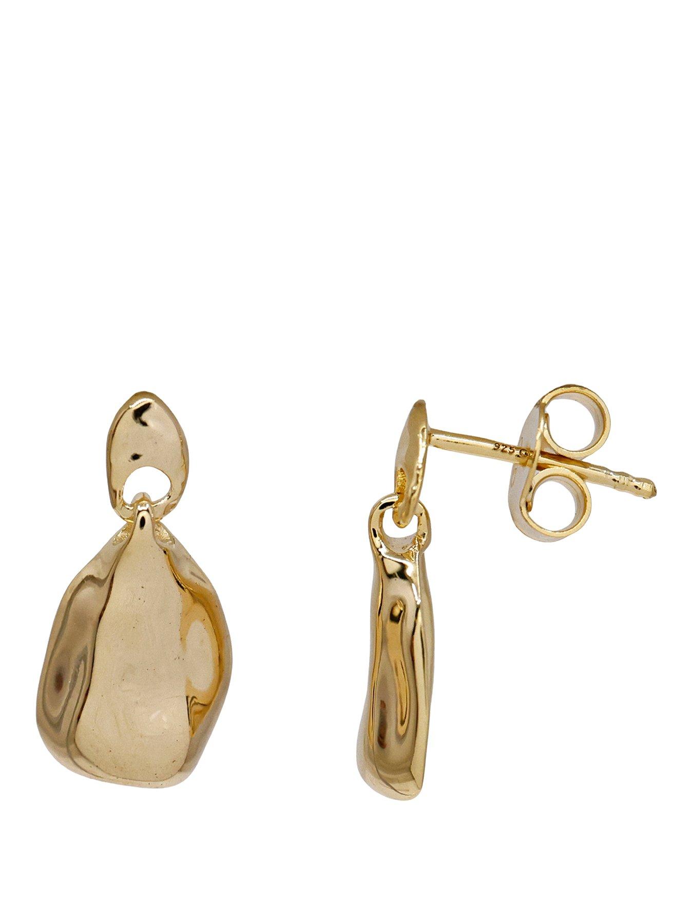 Image 1 of 3 of The Edit HS The Edit MOLTEN 18ct Yellow Gold Plated Moulded Pebble Drop Earrings