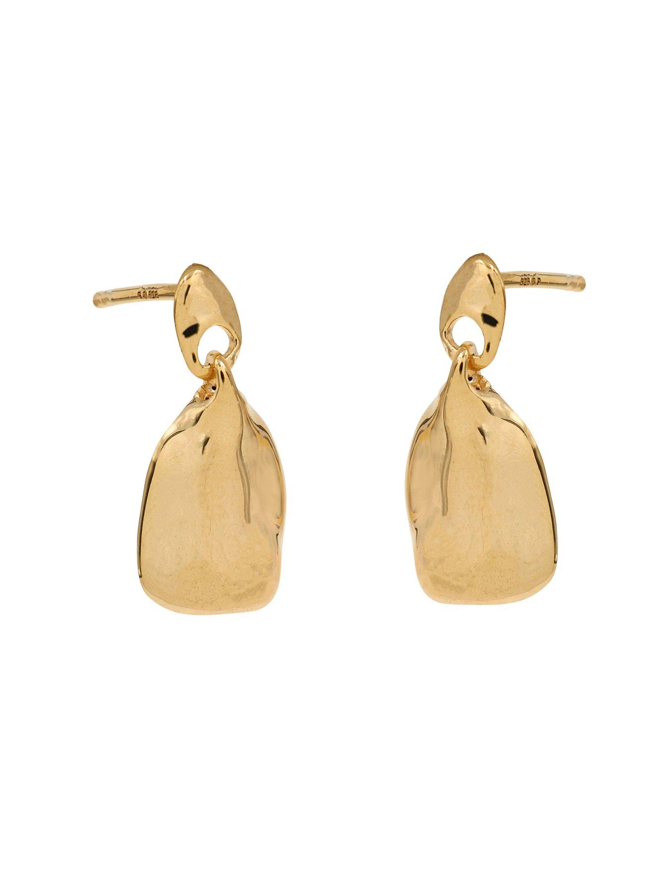 Image 2 of 3 of The Edit HS The Edit MOLTEN 18ct Yellow Gold Plated Moulded Pebble Drop Earrings