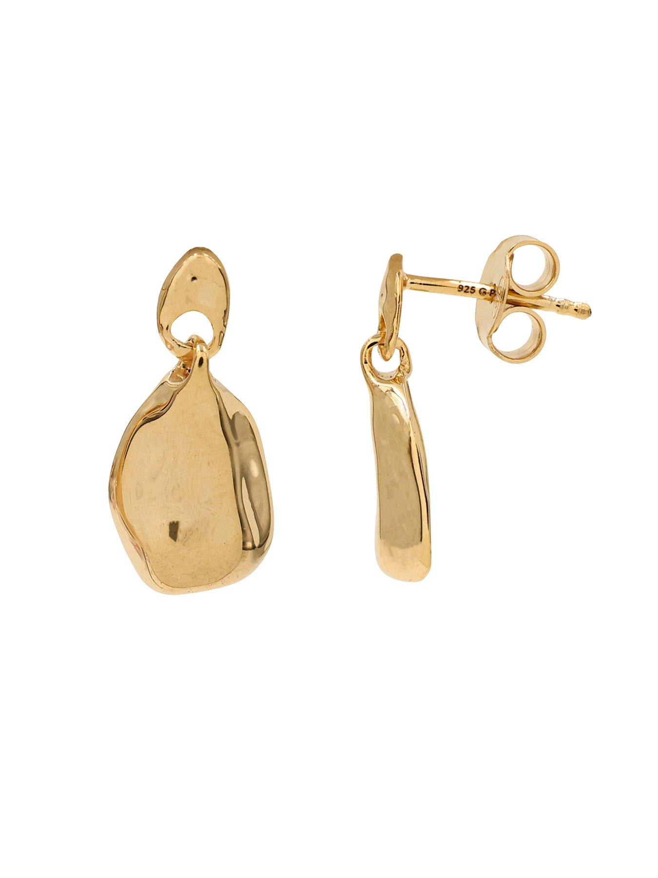 Image 3 of 3 of The Edit HS The Edit MOLTEN 18ct Yellow Gold Plated Moulded Pebble Drop Earrings