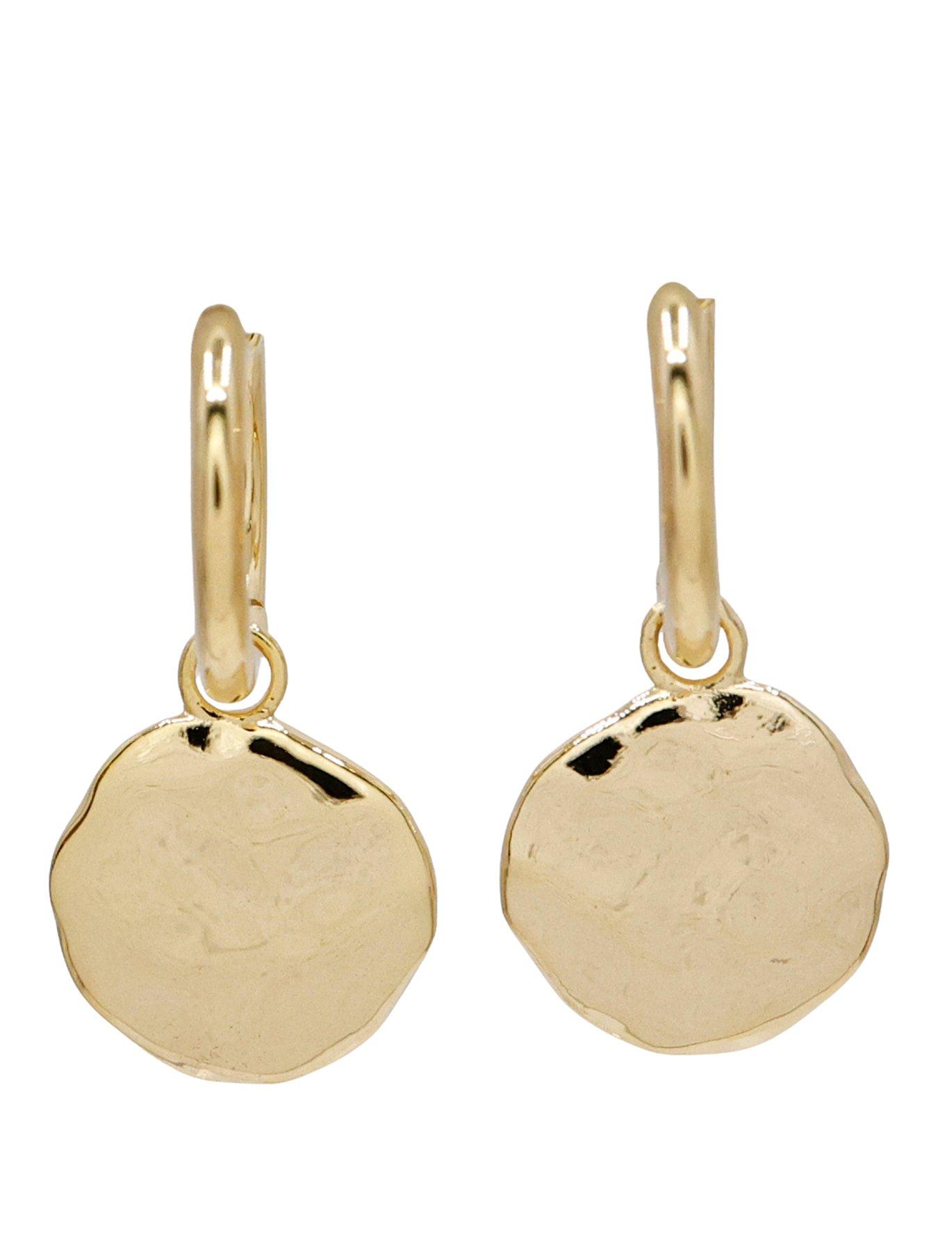 The Edit HS Edit MOLTEN 18ct Yellow Gold Plated Moulded Coin Hoop Drop Earrings