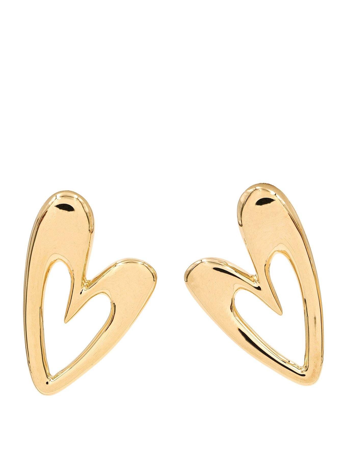 The Edit HS Edit HEARTS 18ct Yellow Gold Plated Large Abstract Heart Stud Earrings