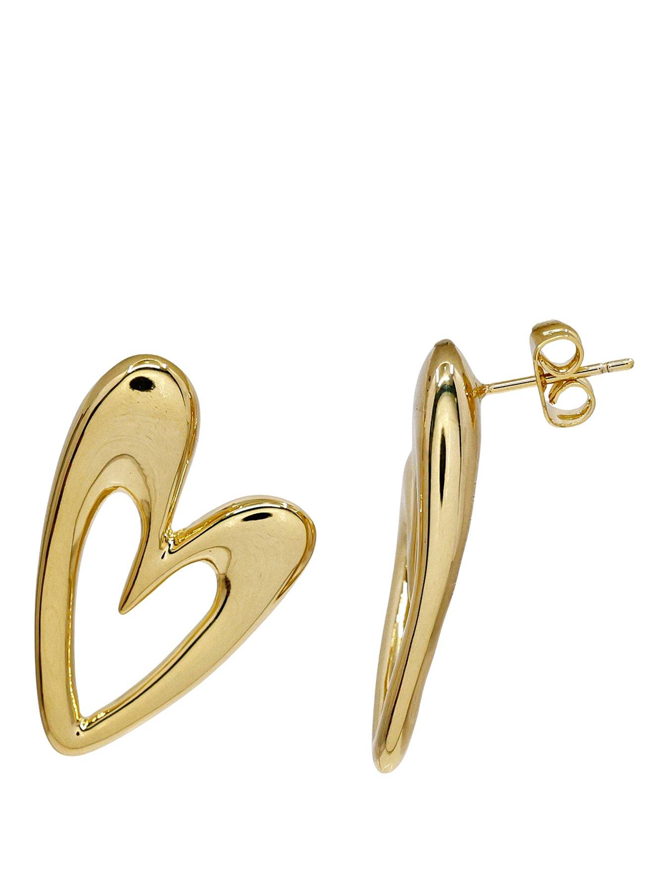 Image 1 of 4 of The Edit Hs Hearts 18Ct Plated Abstract Heart Stud Earrings - Gold