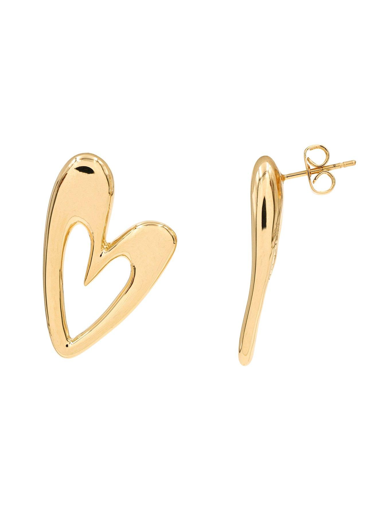 Image 2 of 4 of The Edit Hs Hearts 18Ct Plated Abstract Heart Stud Earrings - Gold