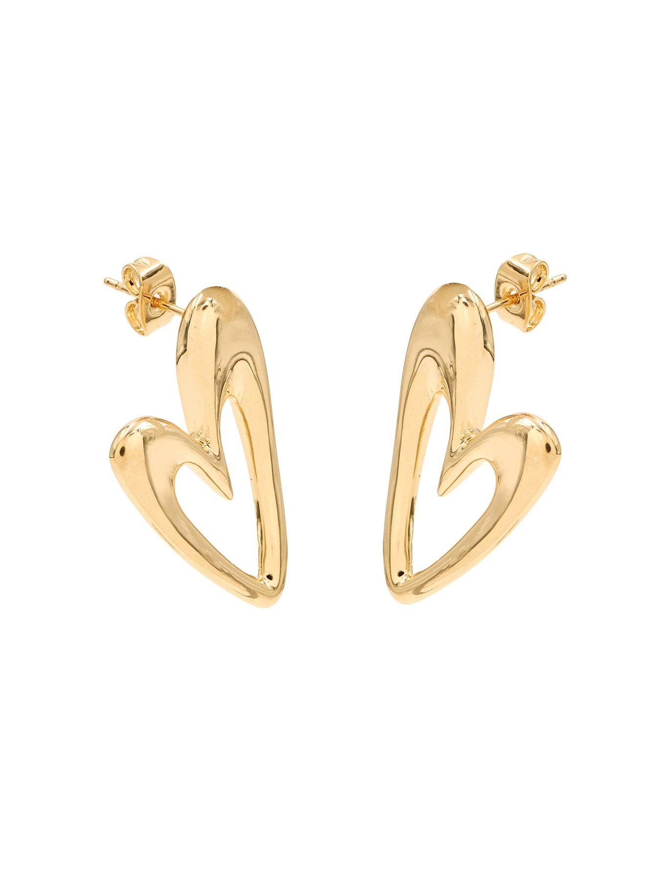Image 3 of 4 of The Edit Hs Hearts 18Ct Plated Abstract Heart Stud Earrings - Gold
