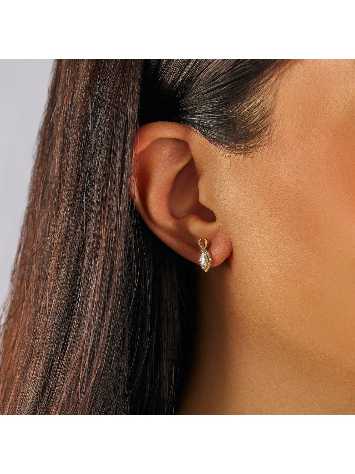 Image 4 of 6 of Harriet Sterling Silver &amp; 18Ct Plated Vermeil 0.50Ct Lab-Grown Diamond Twist Drop Earrings - Gold