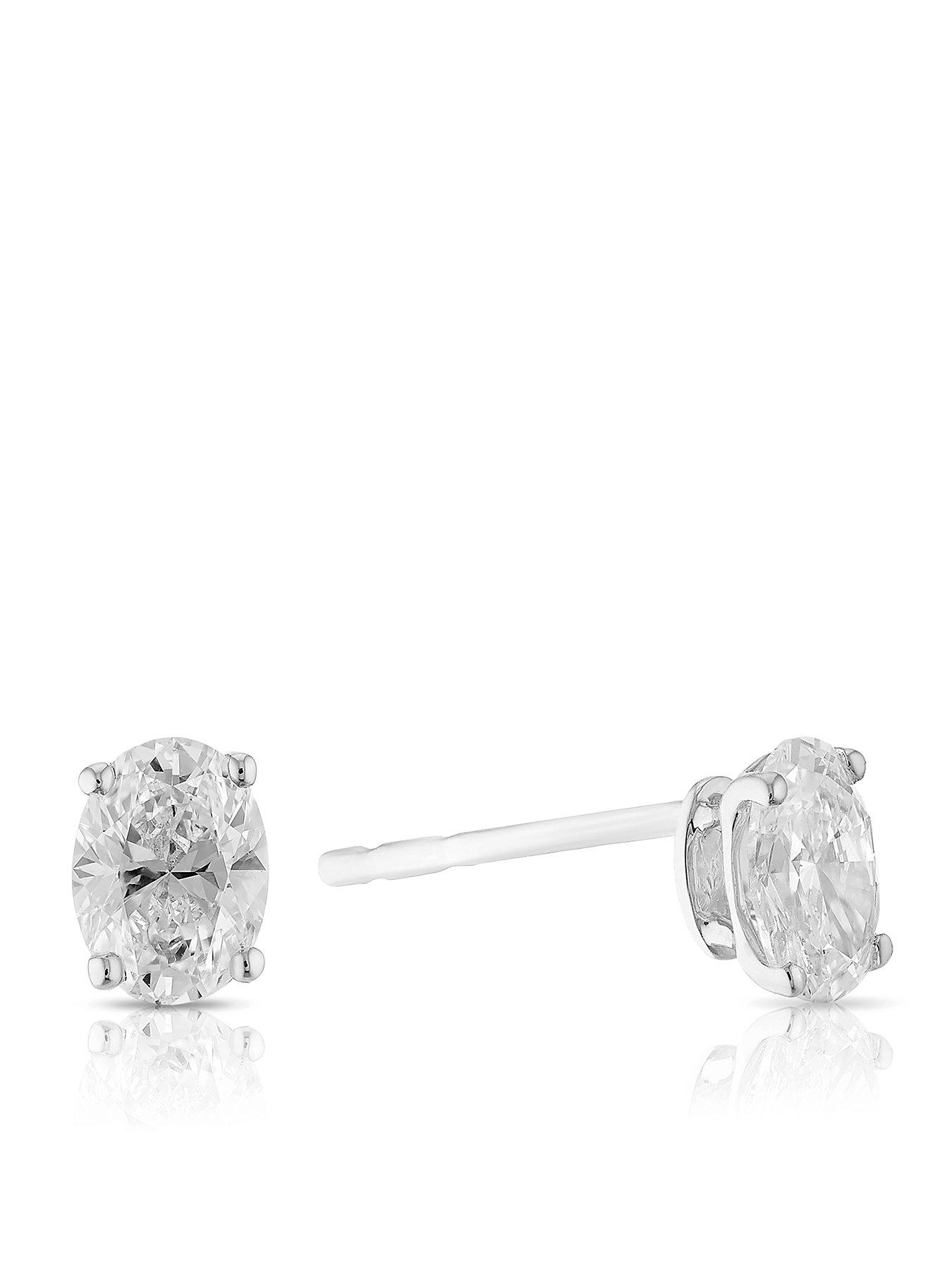 Harriet Harriet 9ct White Gold 0.50ct Lab-Grown Diamond Oval Stud Earrings