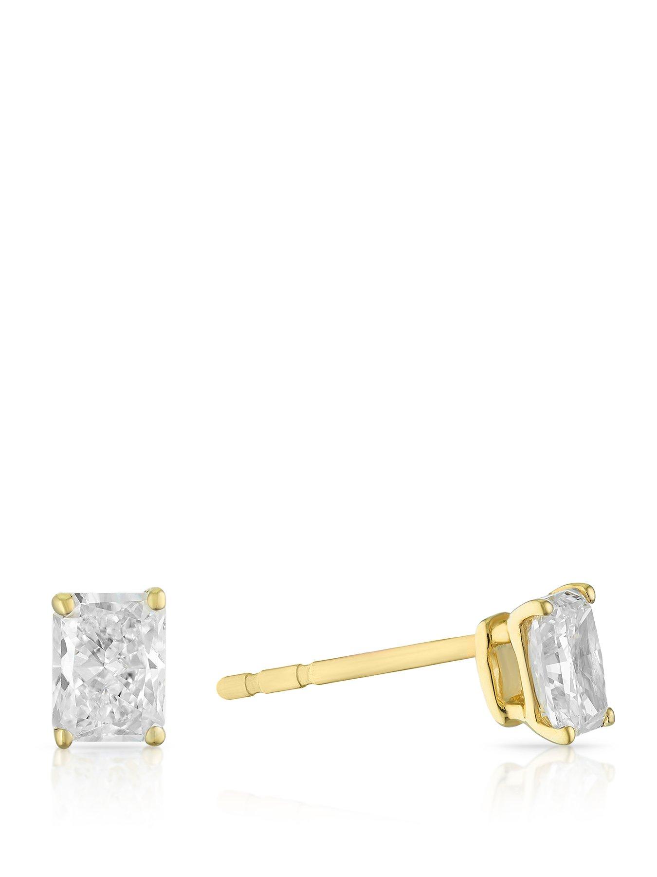 Harriet Harriet 9ct Yellow Gold 0.50ct Lab-Grown Diamond Radiant Stud Earrings