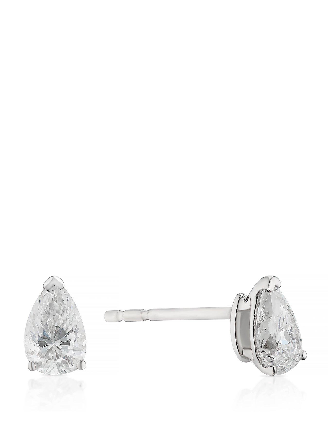 Harriet Harriet 9ct White Gold 0.50ct Lab-Grown Diamond Pear Stud Earrings