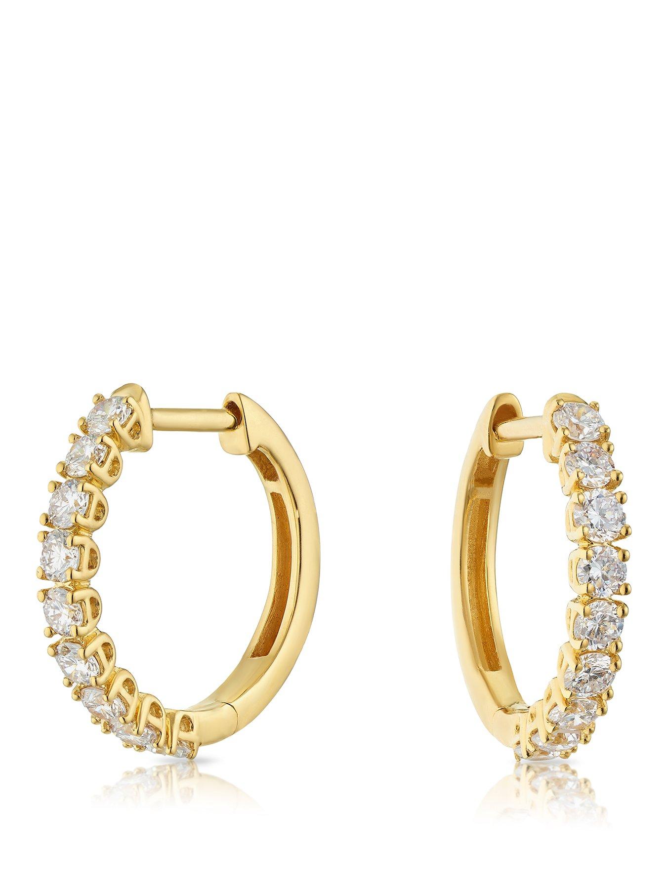 Image 1 of 6 of Harriet Sterling Silver &amp; 18Ct Plated Vermeil 0.50Ct Lab-Grown Diamond Round Hoop Earrings - Gold