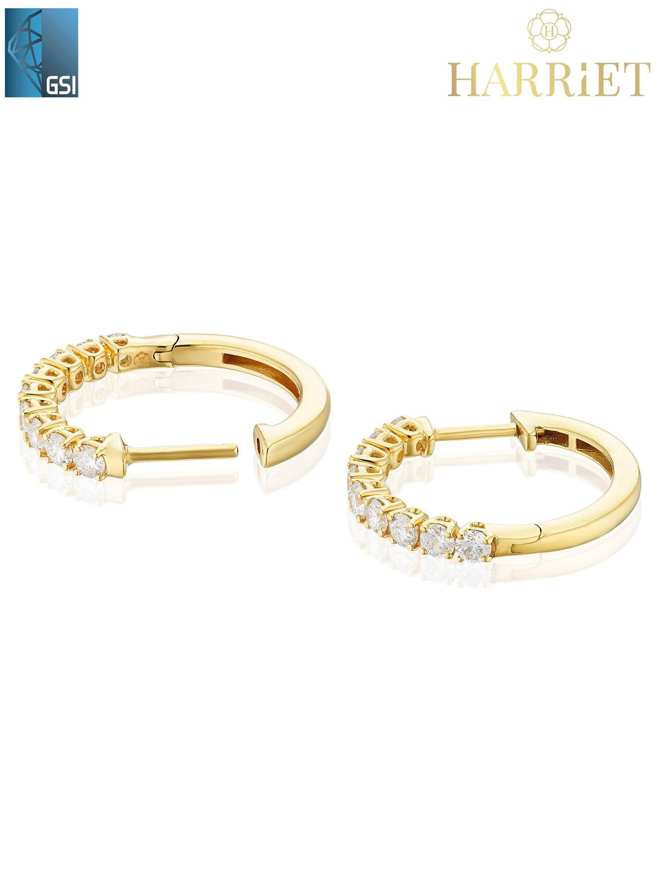 Image 2 of 6 of Harriet Sterling Silver &amp; 18Ct Plated Vermeil 0.50Ct Lab-Grown Diamond Round Hoop Earrings - Gold