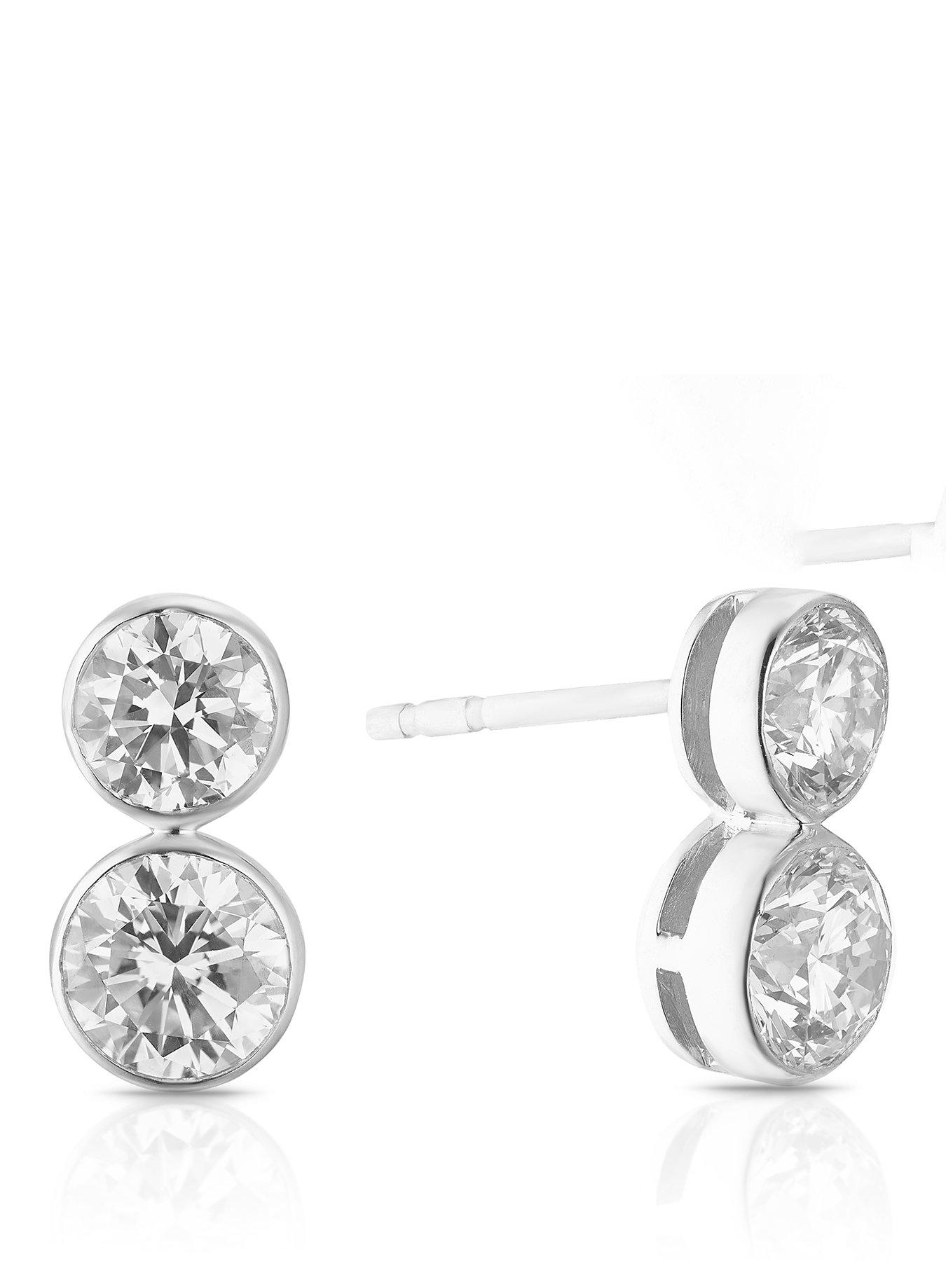 Harriet Harriet Sterling Silver 1ct Lab-Grown Diamond Graduated Dew Drop Stud Earrings