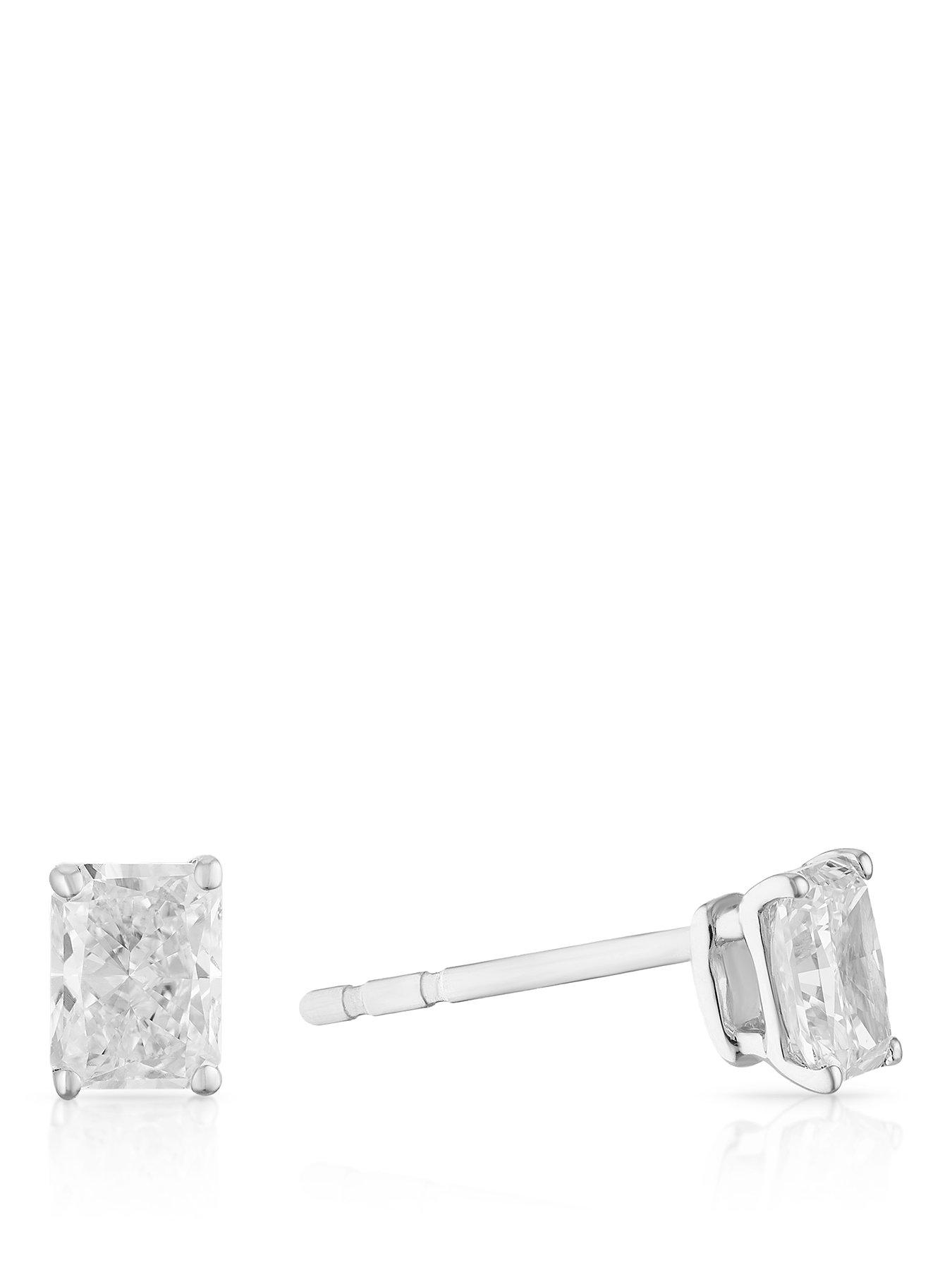 Harriet Harriet 9ct White Gold 0.50ct Lab-Grown Diamond Radiant Cut Stud Earrings