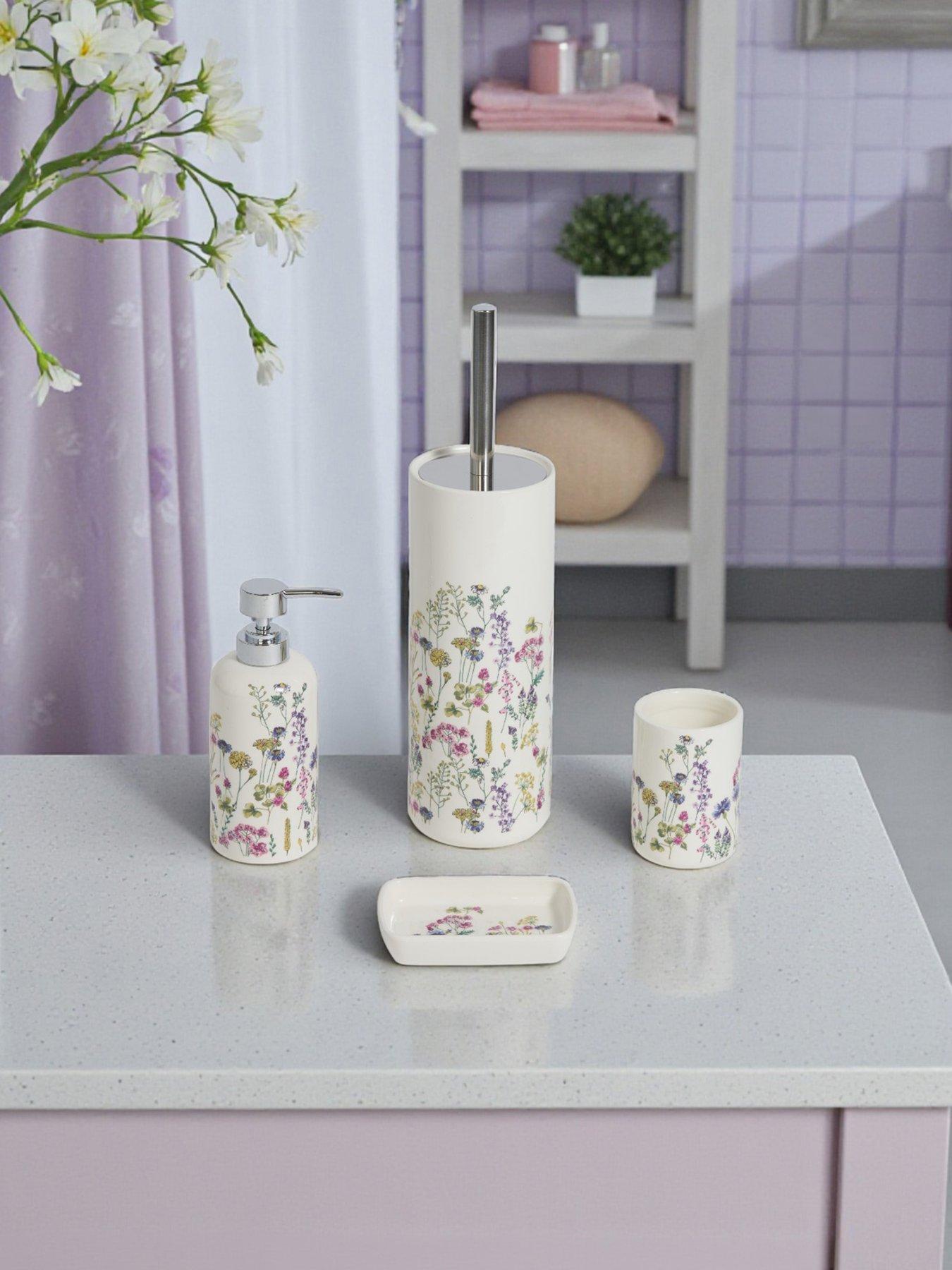Image 1 of 6 of Showerdrape Meadow Wild Flowers Floral 4 Piece Bathroom Accessory Set