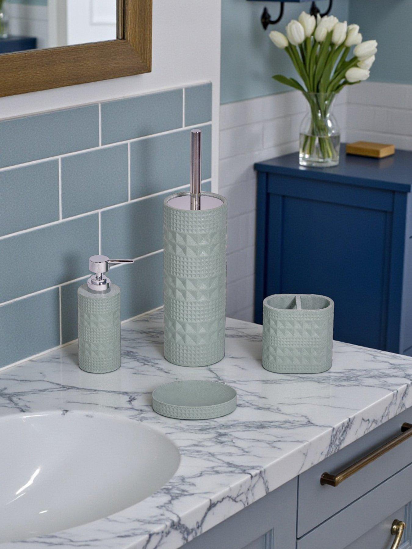 Showerdrape Maison Soft Green Shimmer 4 Piece Bathroom Accessory Set