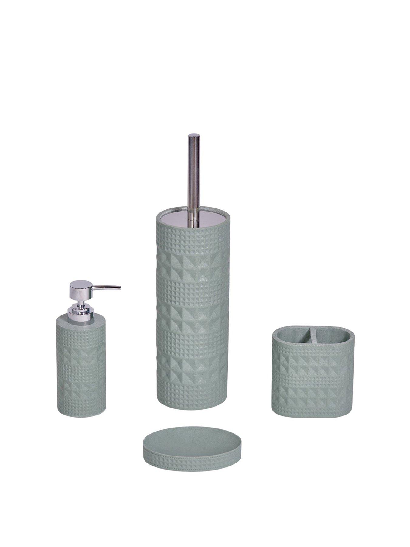 Image 2 of 6 of Showerdrape Maison Soft Green Shimmer 4 Piece Bathroom Accessory Set