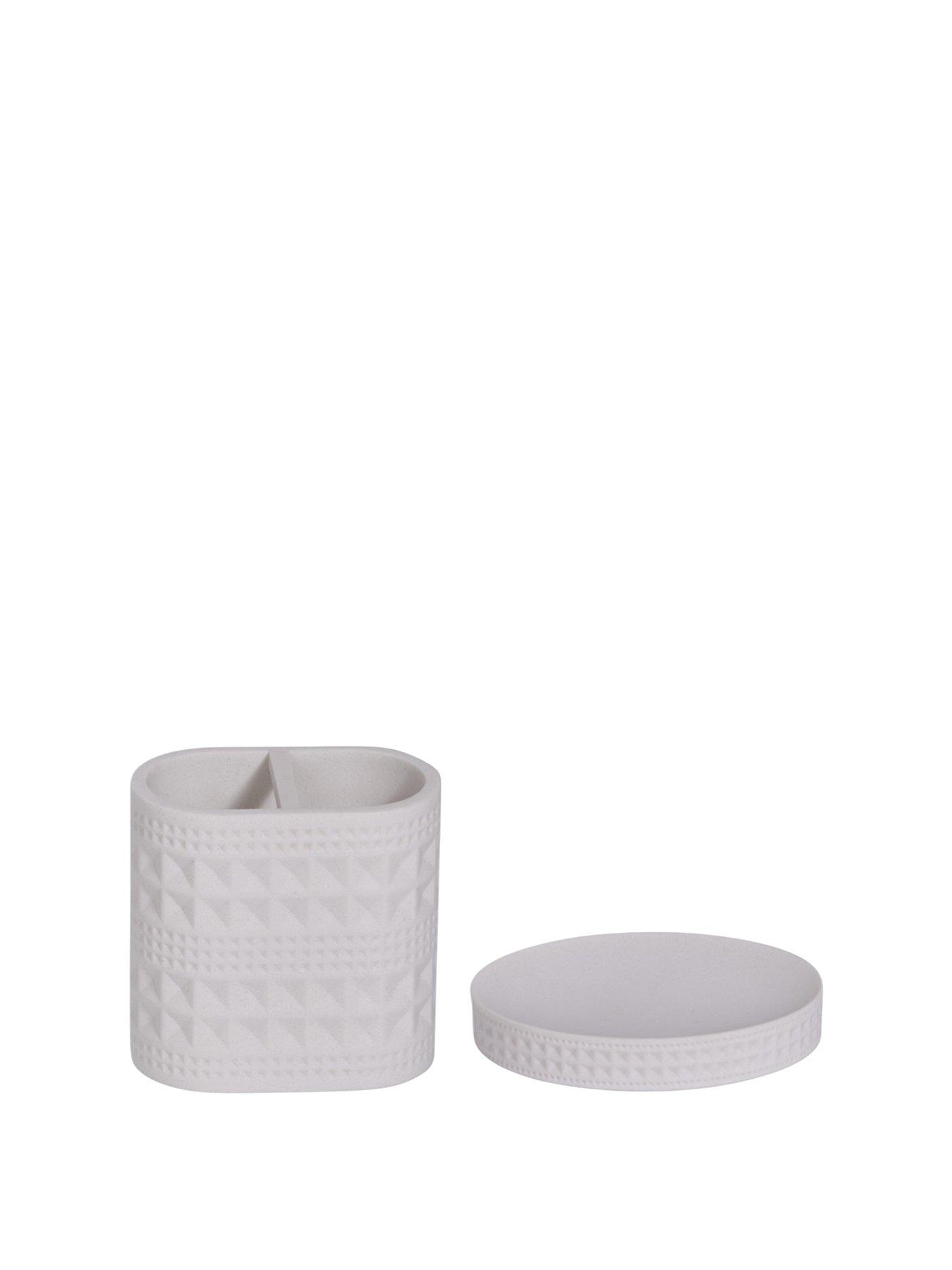 Image 2 of 7 of Showerdrape Maison Soft White Shimmer Bathroom Accessory Set - Soap Dish &amp; Toothbrush Holder