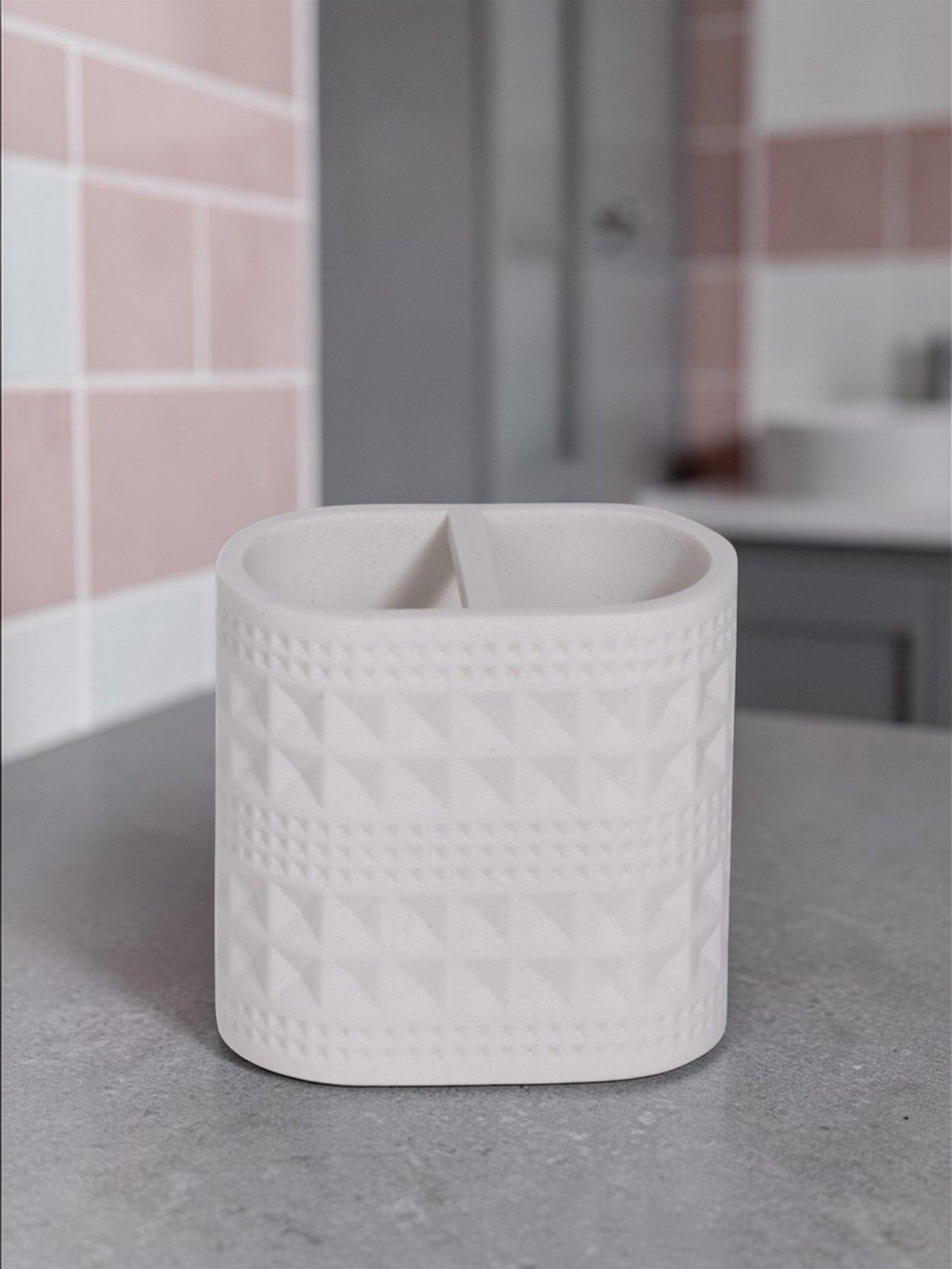 Image 3 of 7 of Showerdrape Maison Soft White Shimmer Bathroom Accessory Set - Soap Dish &amp; Toothbrush Holder
