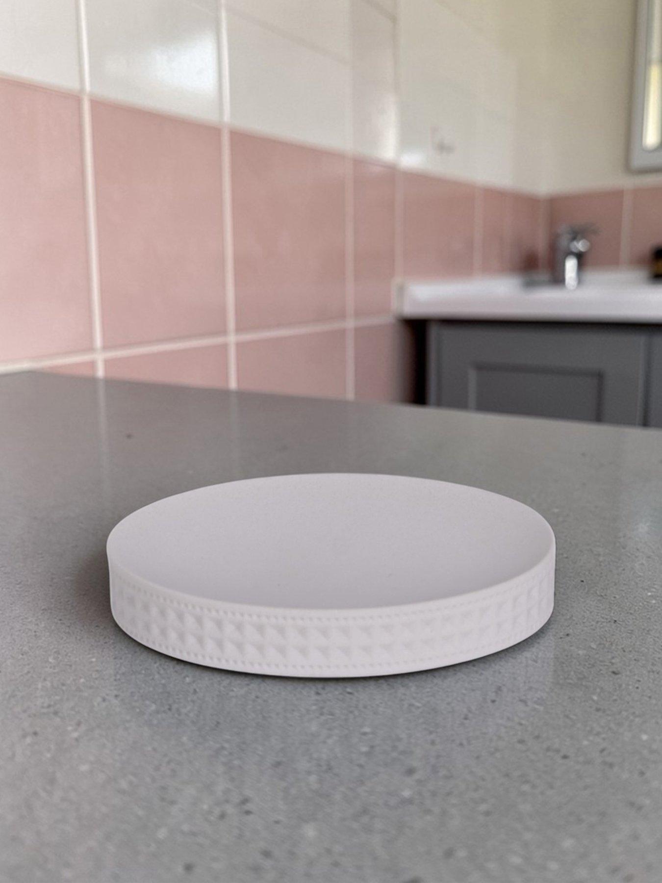 Image 4 of 7 of Showerdrape Maison Soft White Shimmer Bathroom Accessory Set - Soap Dish &amp; Toothbrush Holder