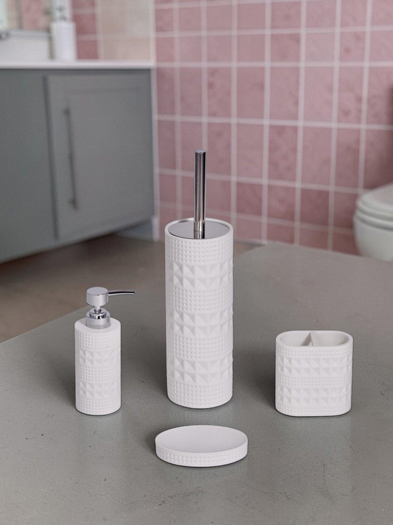 Showerdrape Maison Soft White Shimmer 4 Piece Bathroom Accessory Set