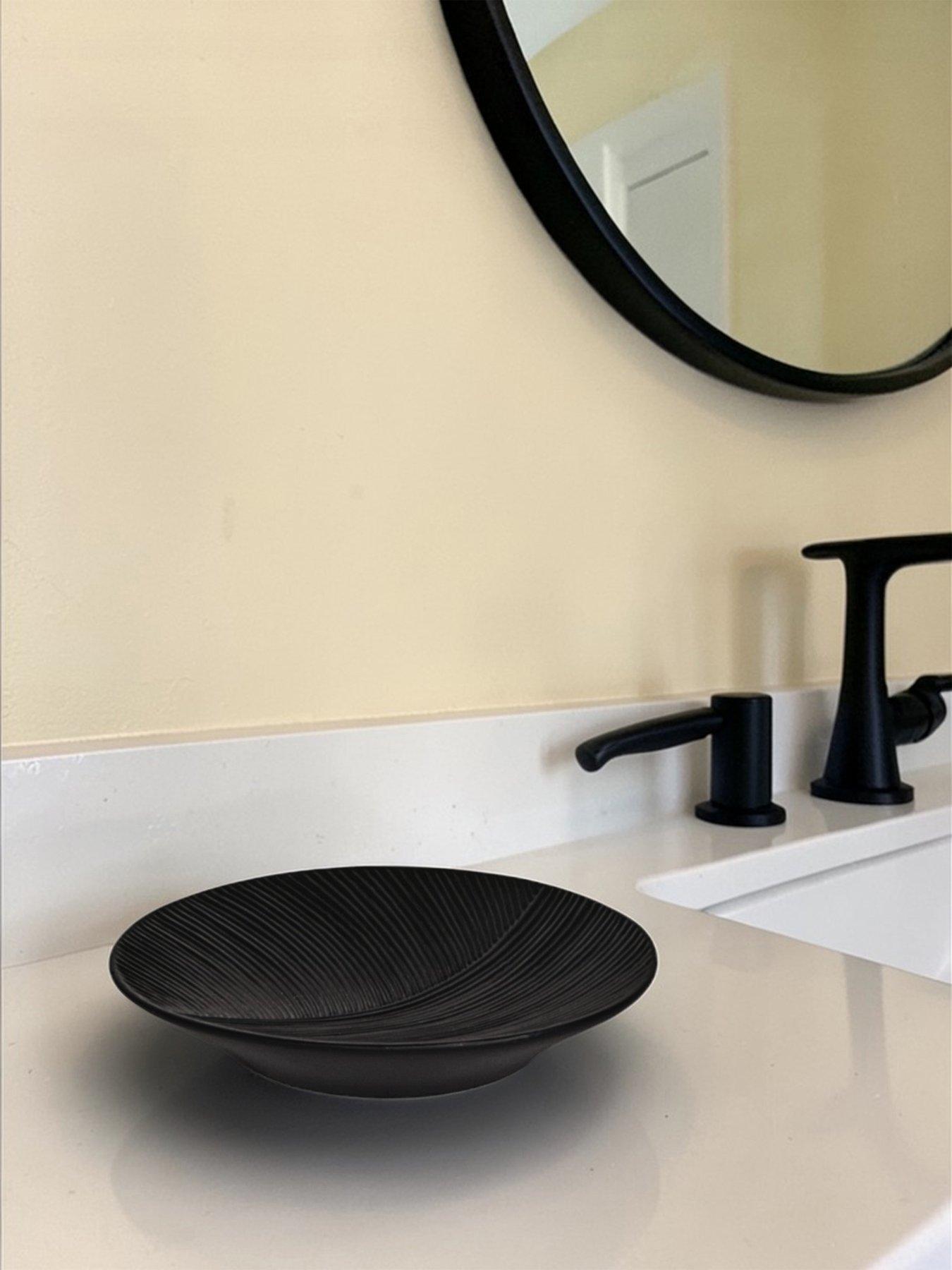Image 5 of 5 of Showerdrape Ripple Black Textured Bathroom Accessory Set - Soap Dish &amp; Toothbrush Holder &amp; Liquid Soap Dispenser
