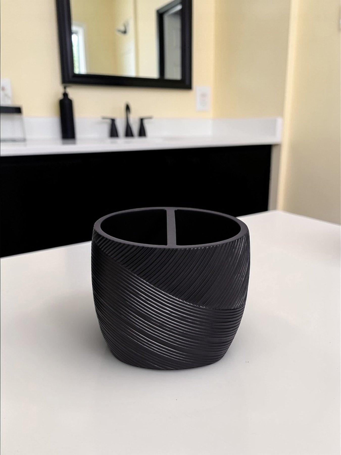 Image 5 of 6 of Showerdrape Ripple Black Textured 4 Piece Bathroom Accessory Set