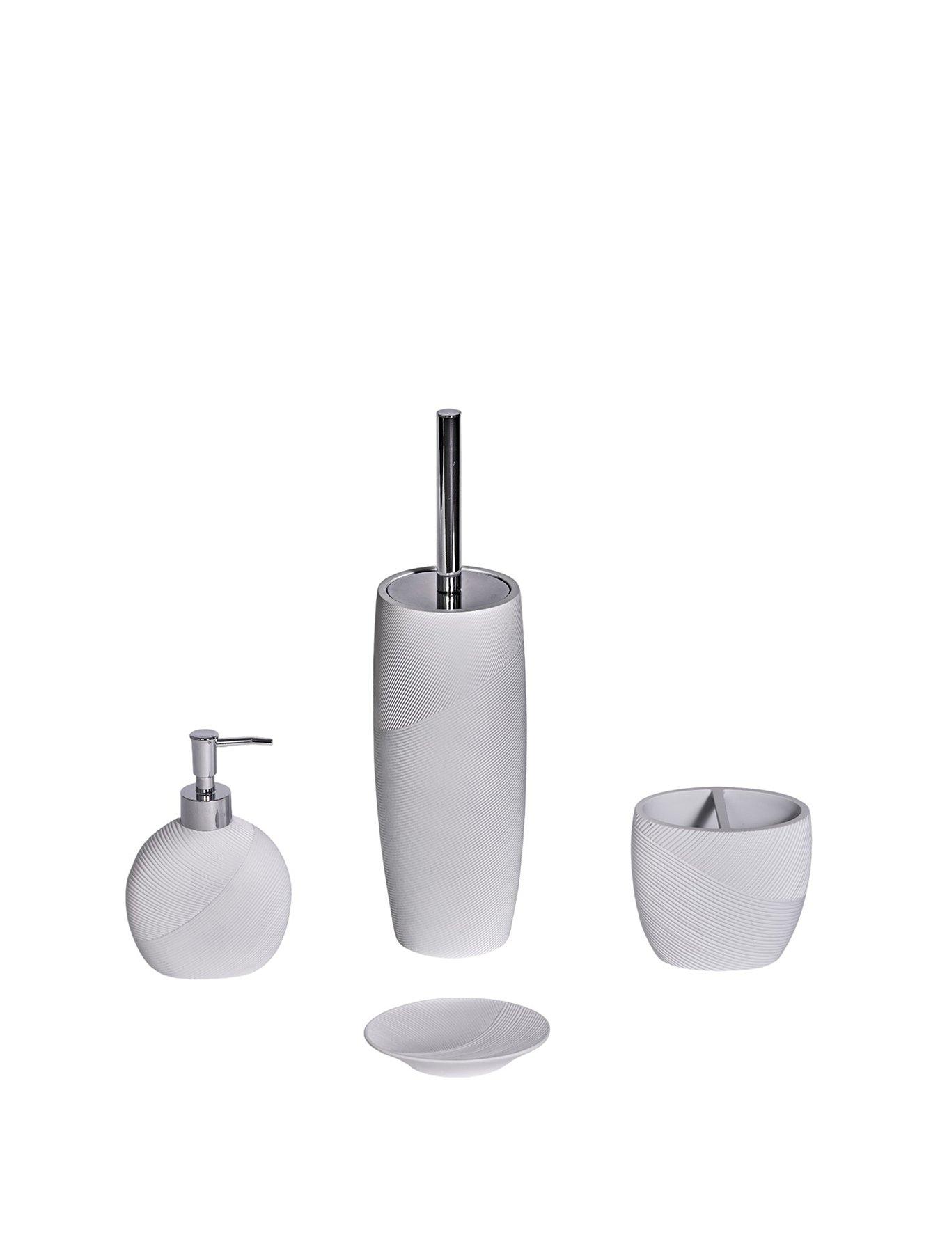 Image 2 of 6 of Showerdrape Ripple White Textured 4 Piece Bathroom Accessory Set