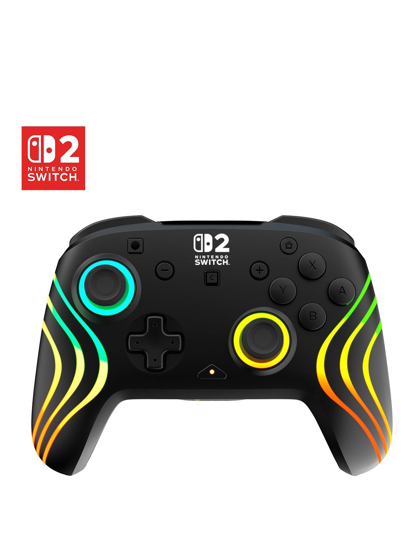 front image of turtle-beach-afterglow-wave-wireless-rgb-gaming-controller-for-nintendo-switch-2-black