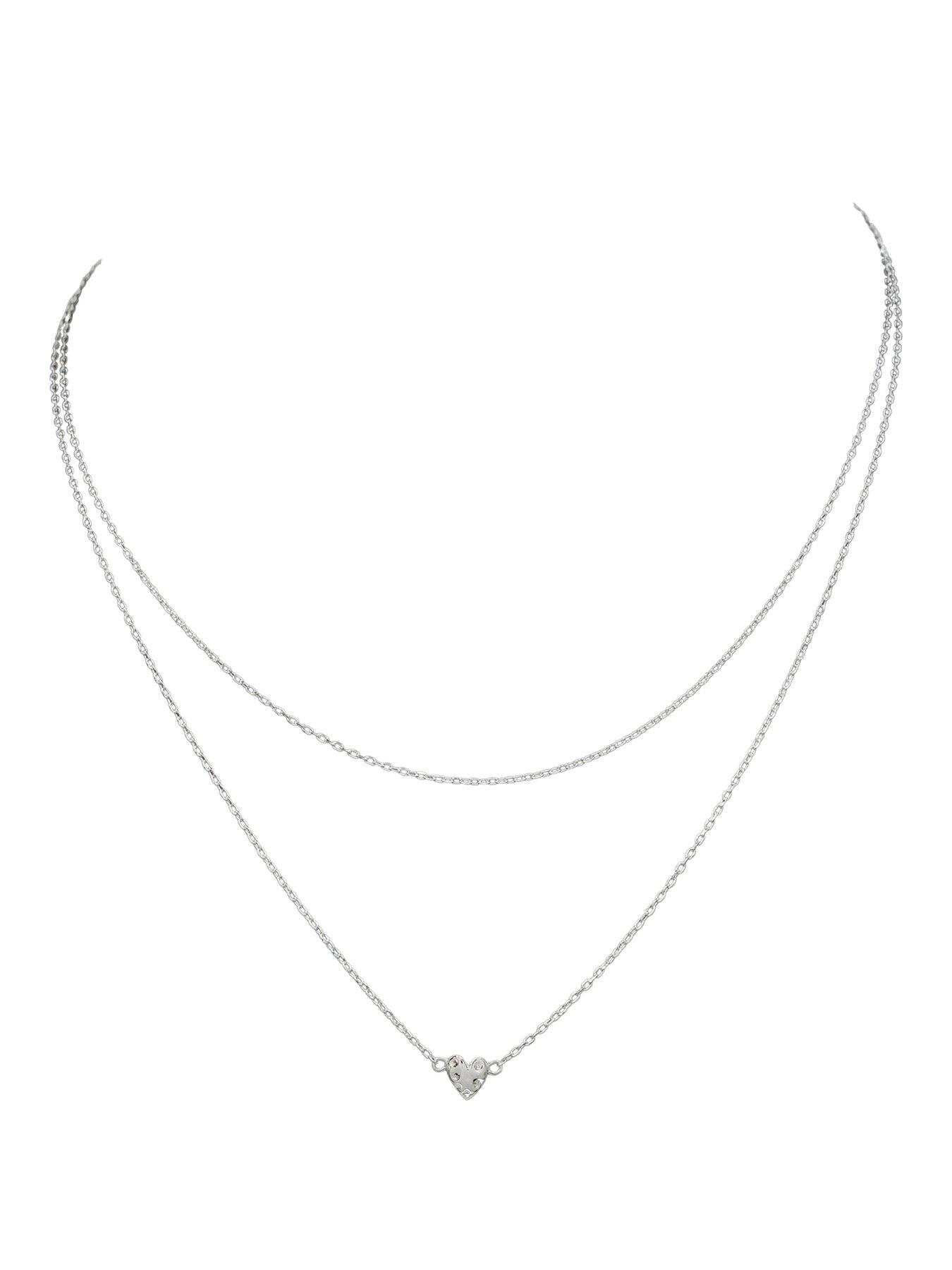 Image 1 of 3 of The Edit HS The Edit HEARTS Sterling Silver Layered Hammered Heart Necklace