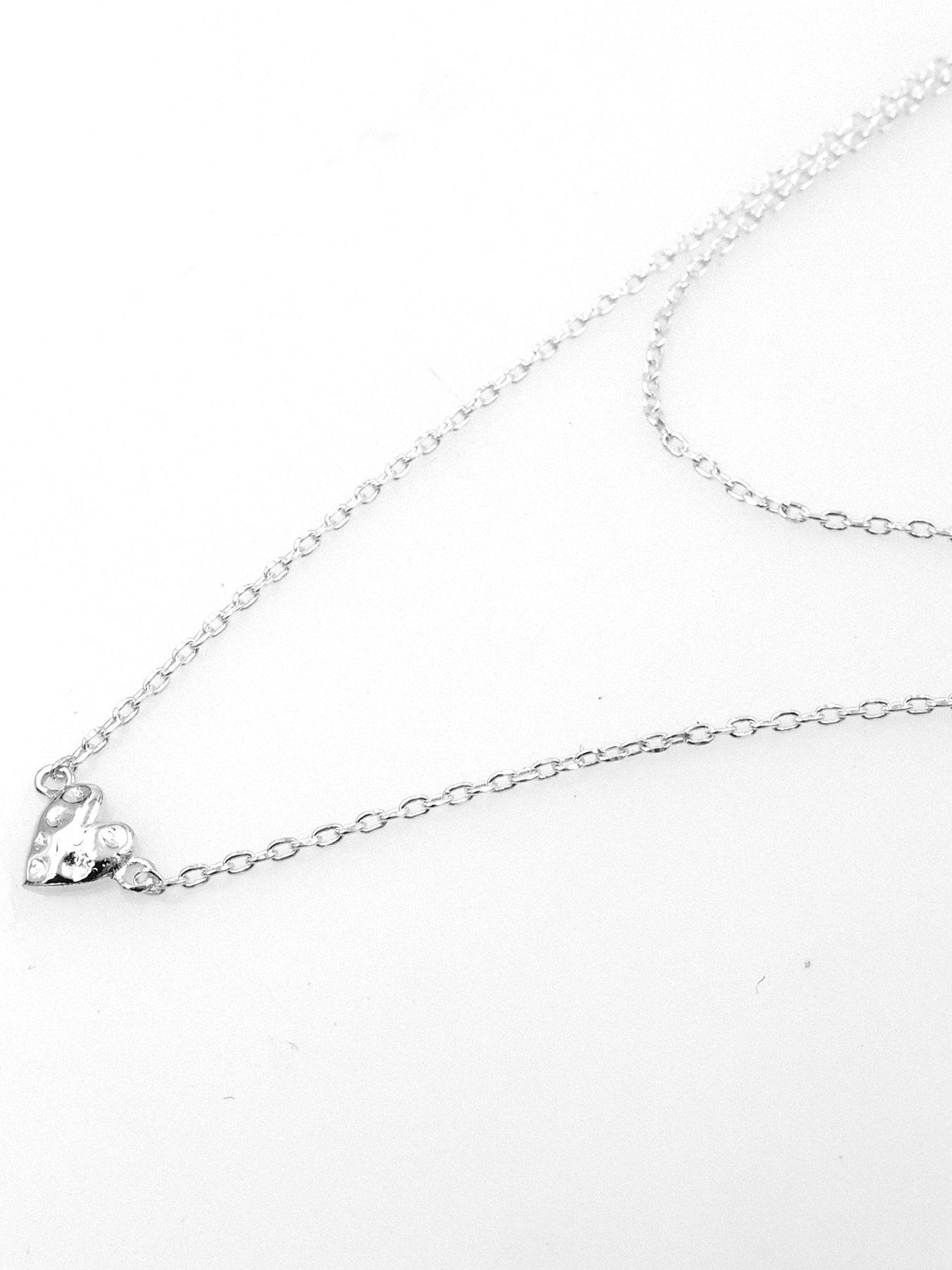 Image 2 of 3 of The Edit HS The Edit HEARTS Sterling Silver Layered Hammered Heart Necklace