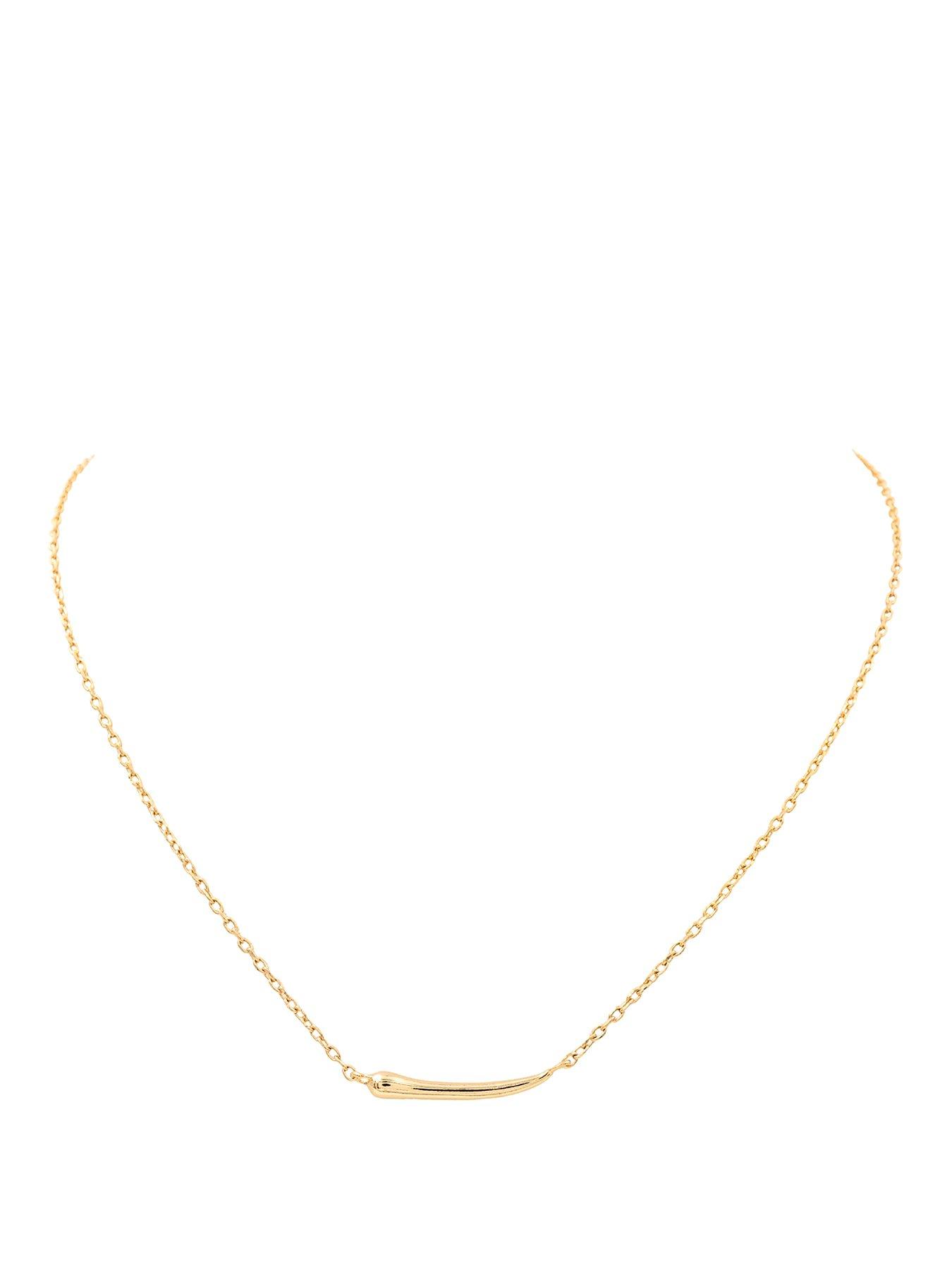 Image 1 of 5 of The Edit Hs 18Ct Plated Sterling Silver Abstract Bar Necklace - Gold