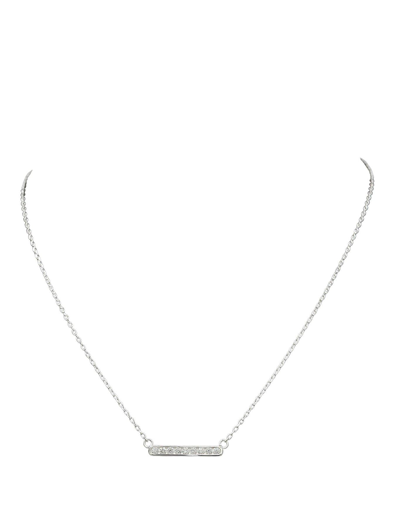 Image 1 of 4 of The Edit HS The Edit T-BAR Sterling Silver &amp; Cubic Zirconia Accent Bar Necklace