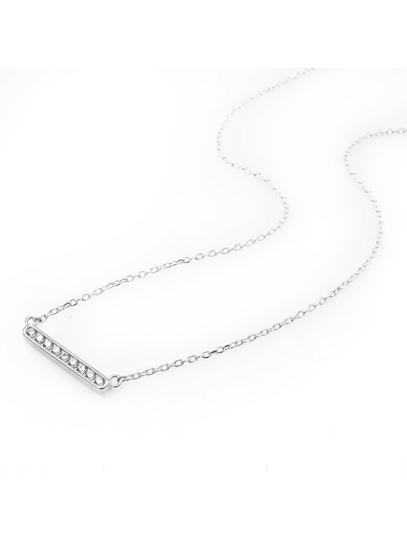 Image 2 of 4 of The Edit HS The Edit T-BAR Sterling Silver &amp; Cubic Zirconia Accent Bar Necklace